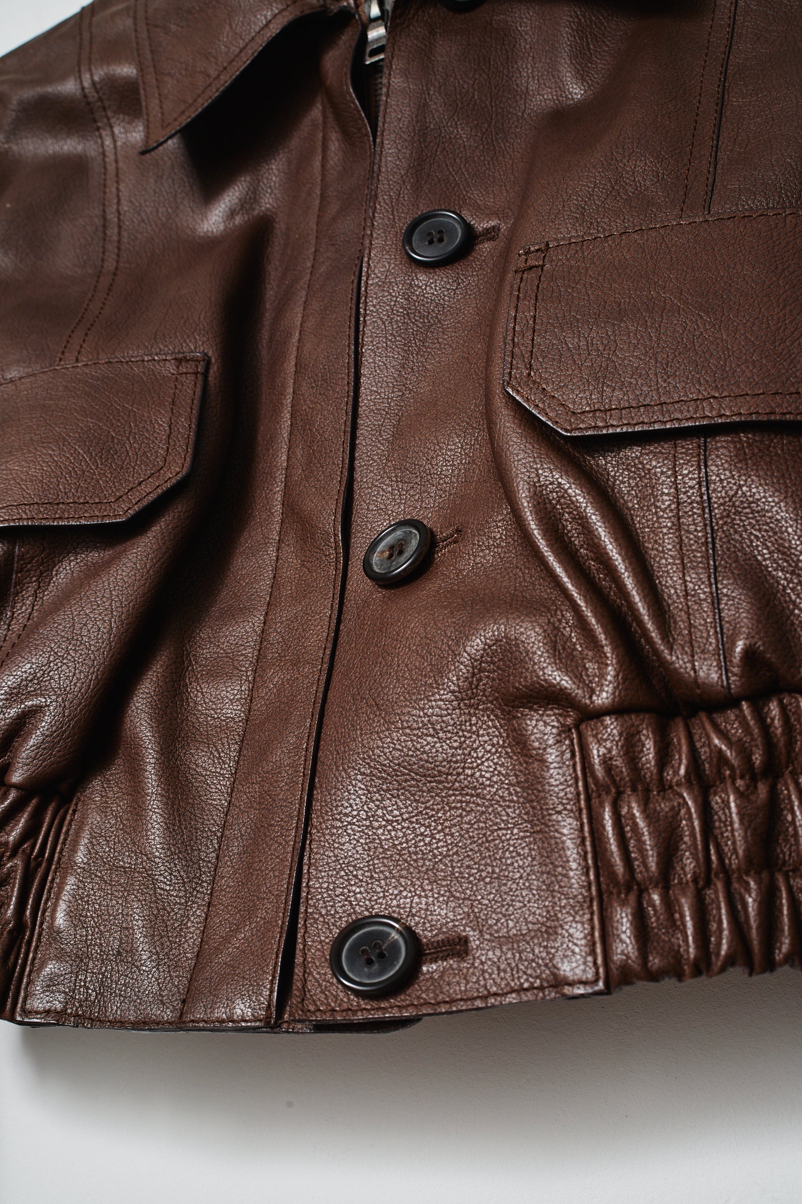 PRADA BROWN LEATHER BOMBER (XS/S)