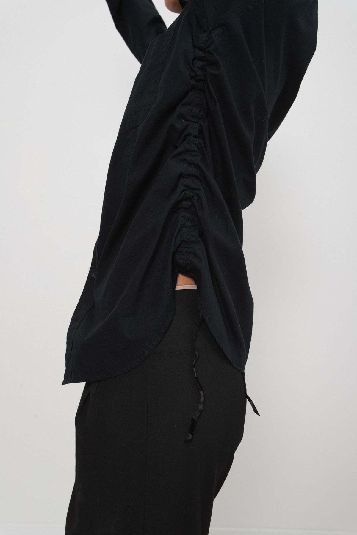 UPCYCLED SIDE RUFFLE SHIRT (S/M)