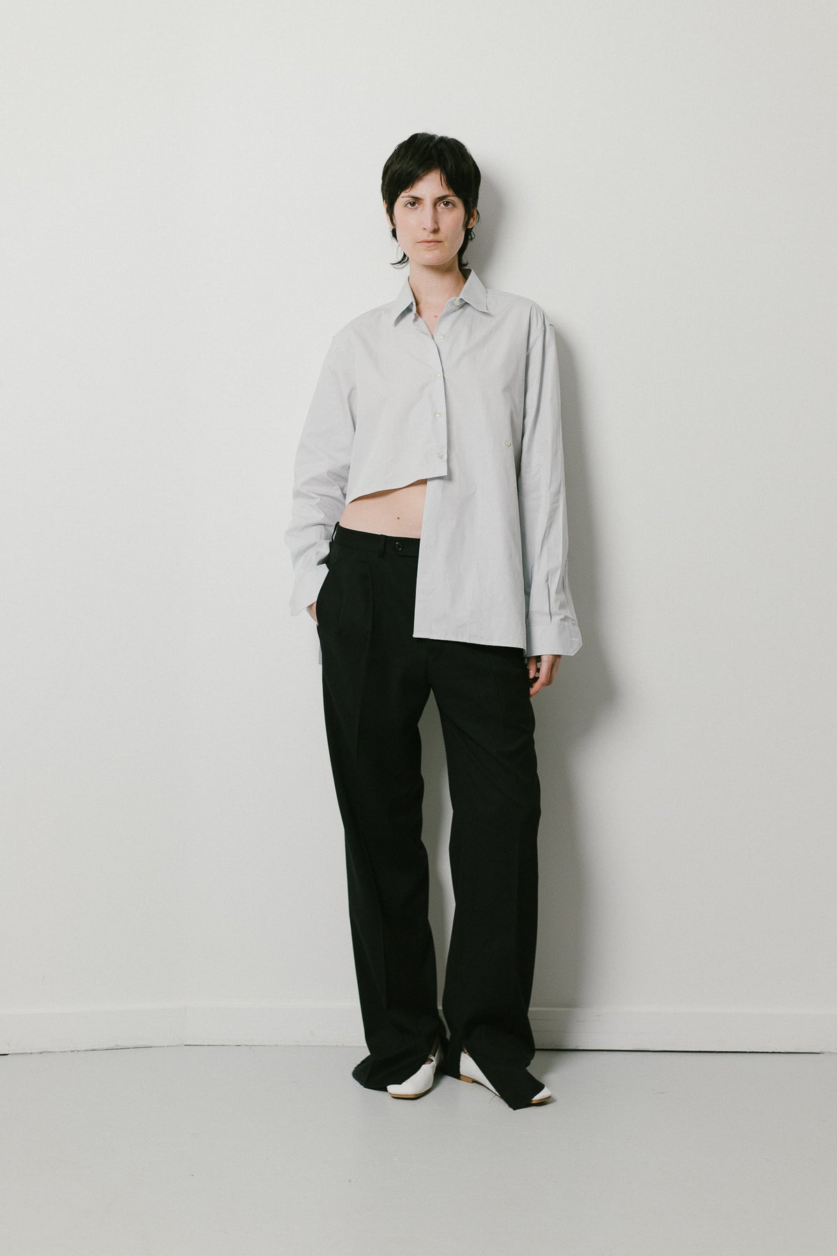 UPCYCLED WRAP SHIRT LIGHT GREY