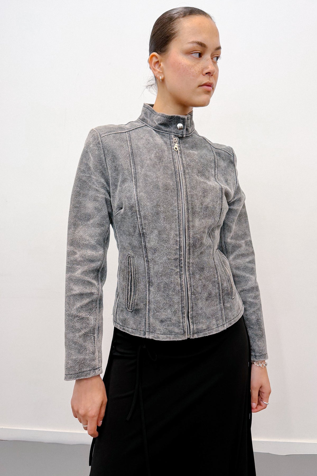 BRUSHED LEATHER JACKET (XS/S) - ENSO Vintage