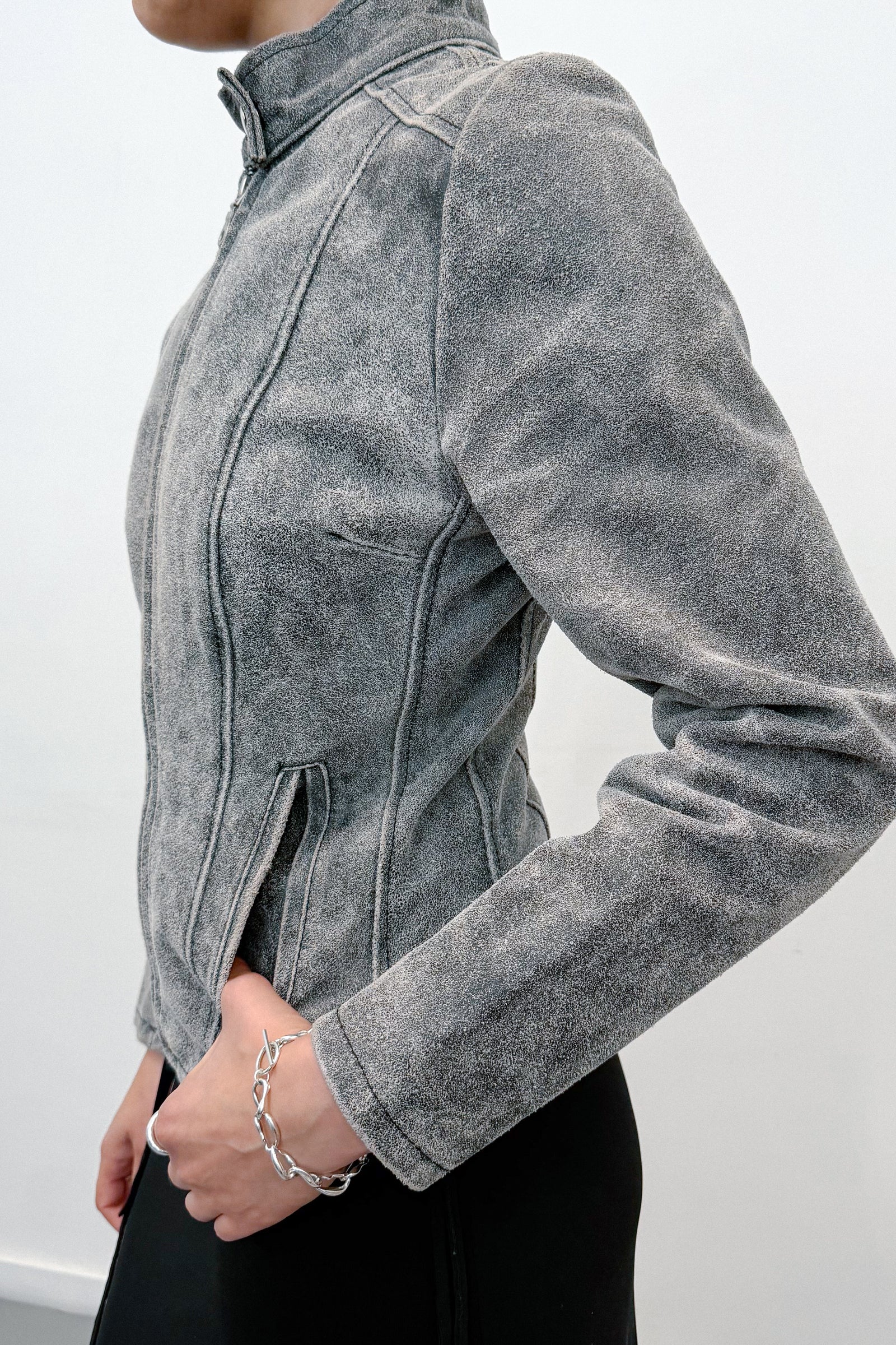 BRUSHED LEATHER JACKET (XS/S) - ENSO Vintage