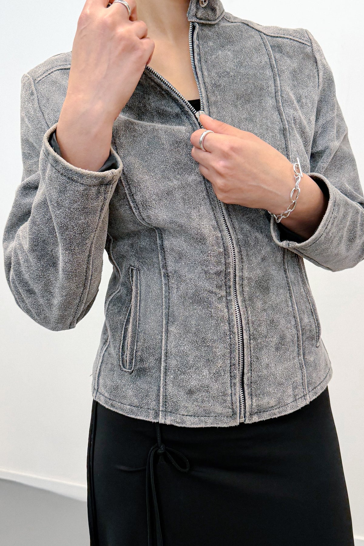BRUSHED LEATHER JACKET (XS/S) - ENSO Vintage