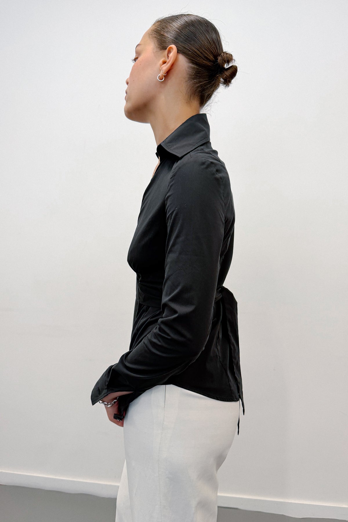 THE BLACK WRAP TOP (XS/S) - ENSO Vintage