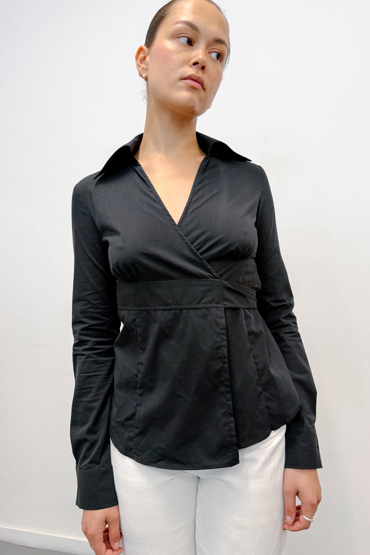 THE BLACK WRAP TOP (XS/S) - ENSO Vintage