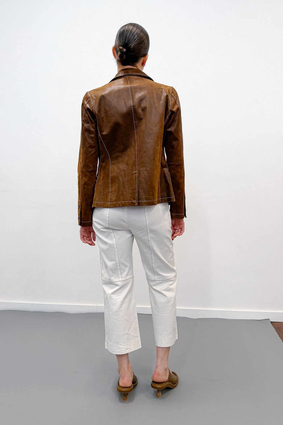 SLIM LEATHER BLAZER (XS/S) - ENSO Vintage