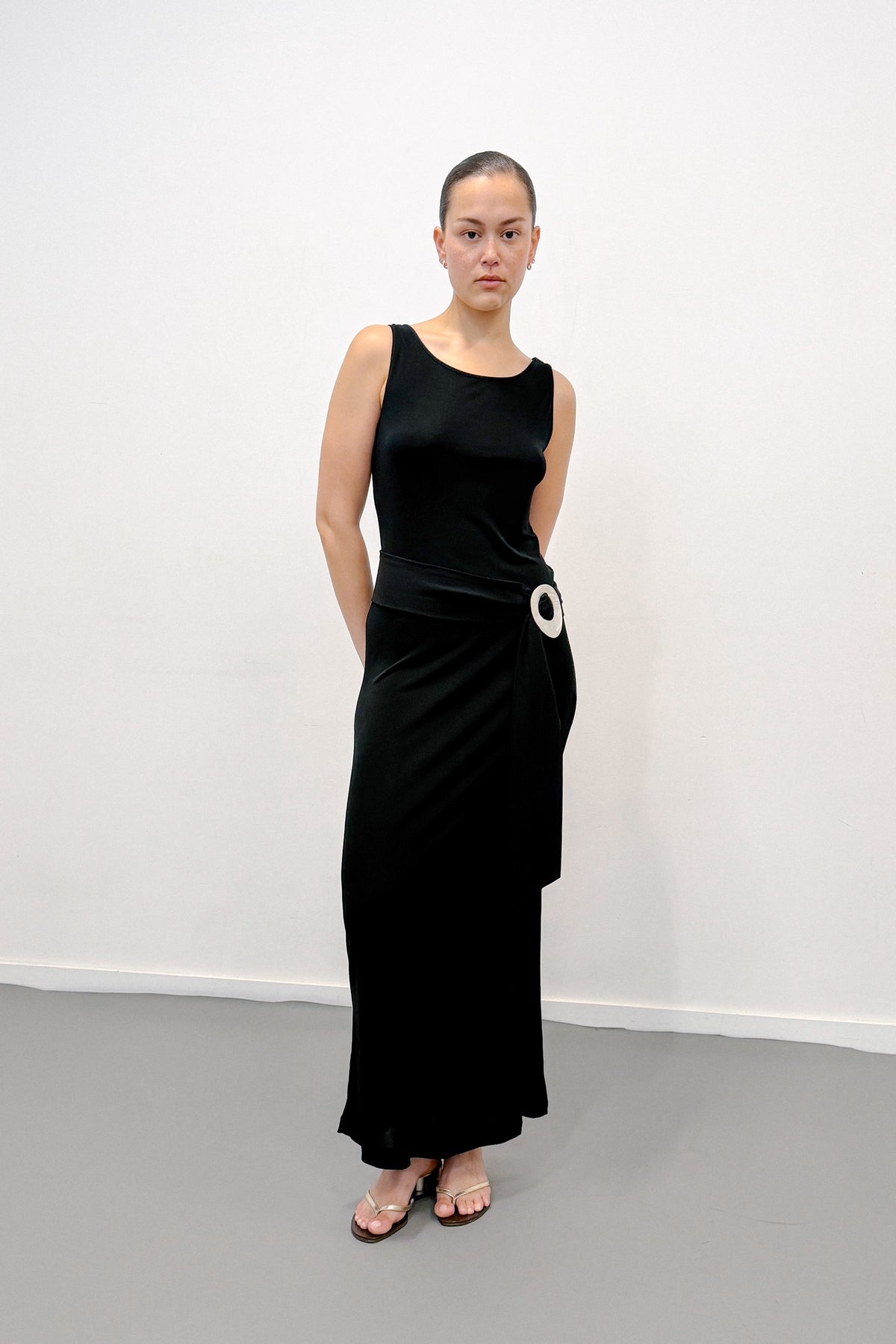 THE BLACK SHELL MAXI DRESS (S/M) - ENSO Vintage