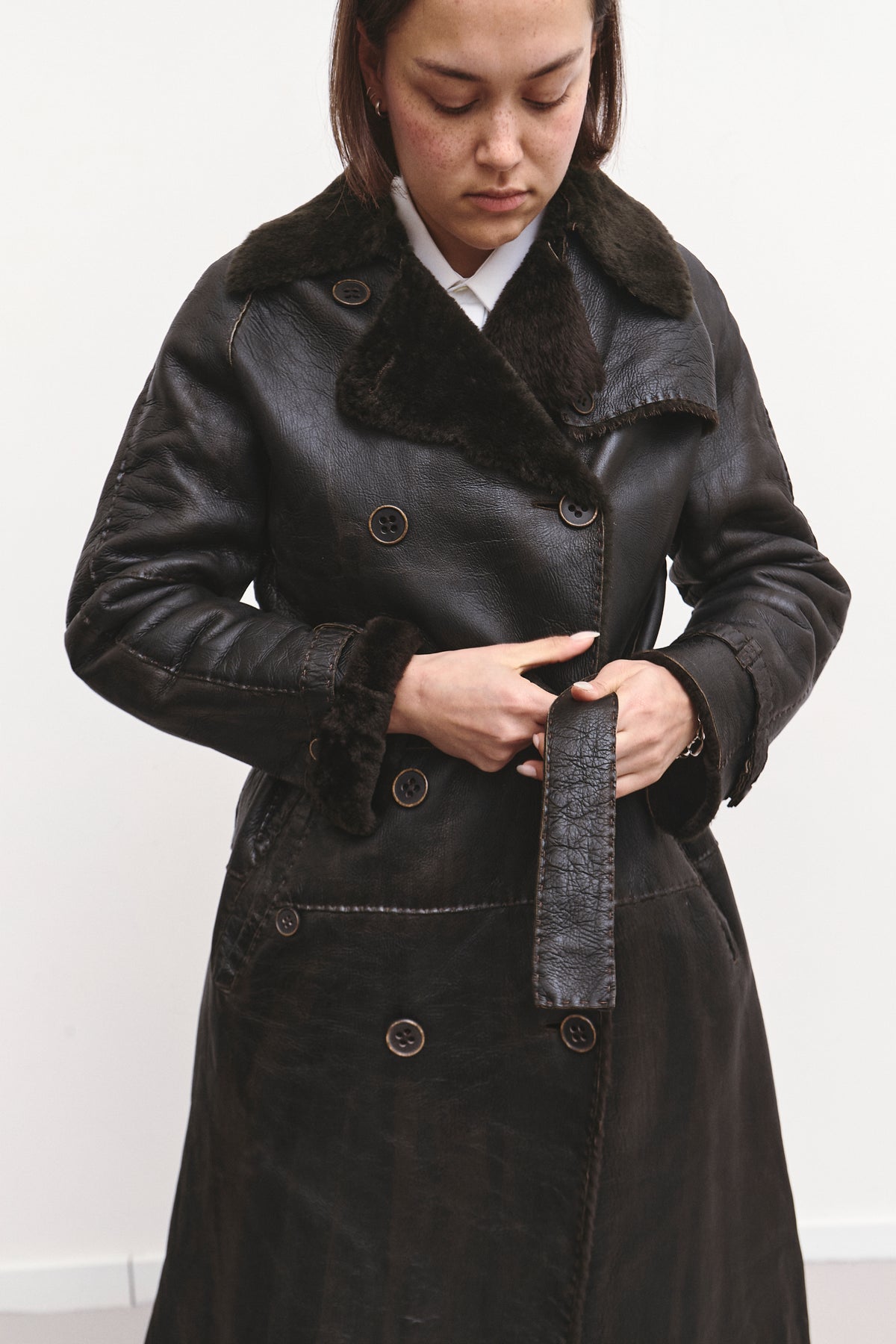 THE FURRY LEATHER COAT (S/M)