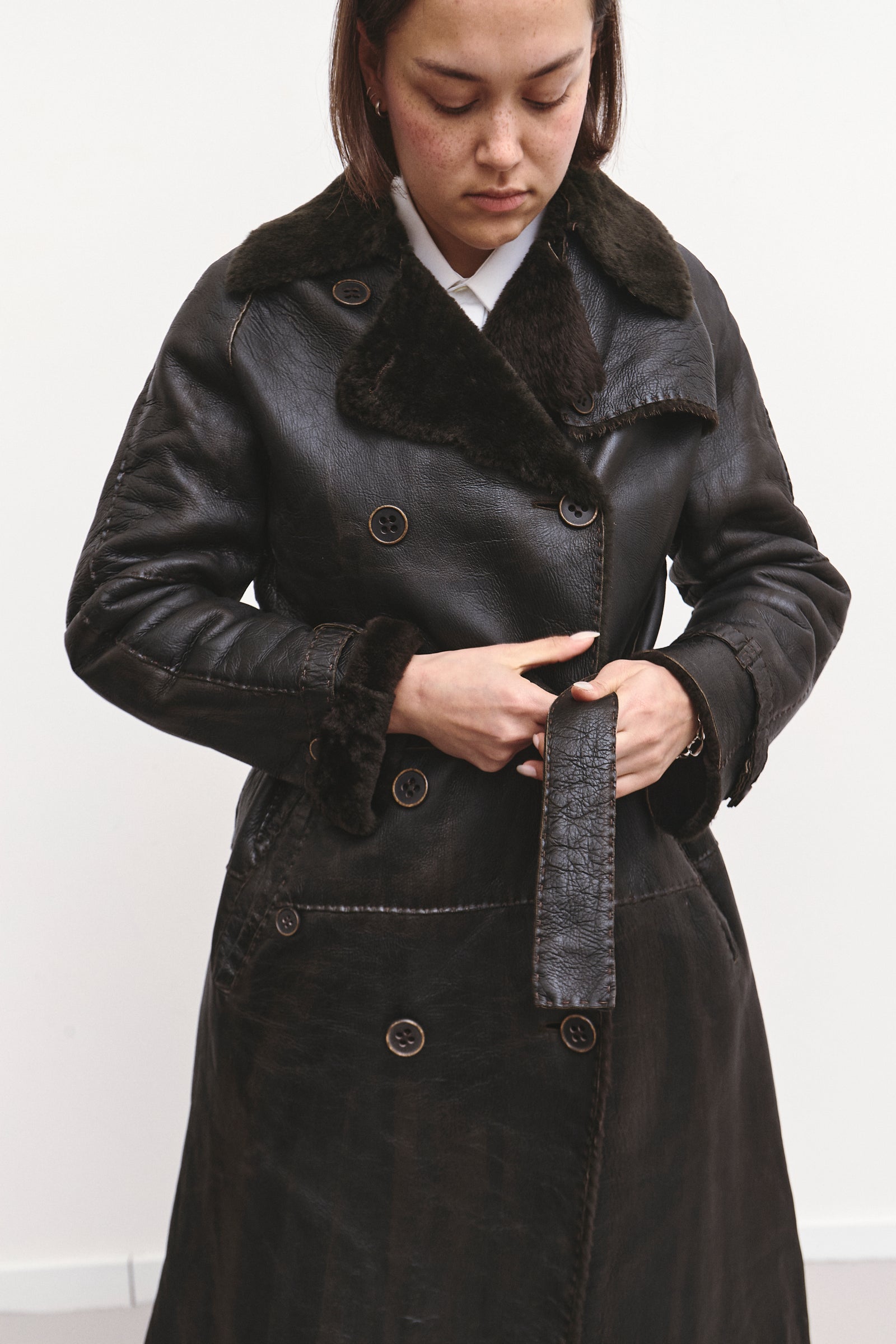 THE FURRY LEATHER COAT (S/M)