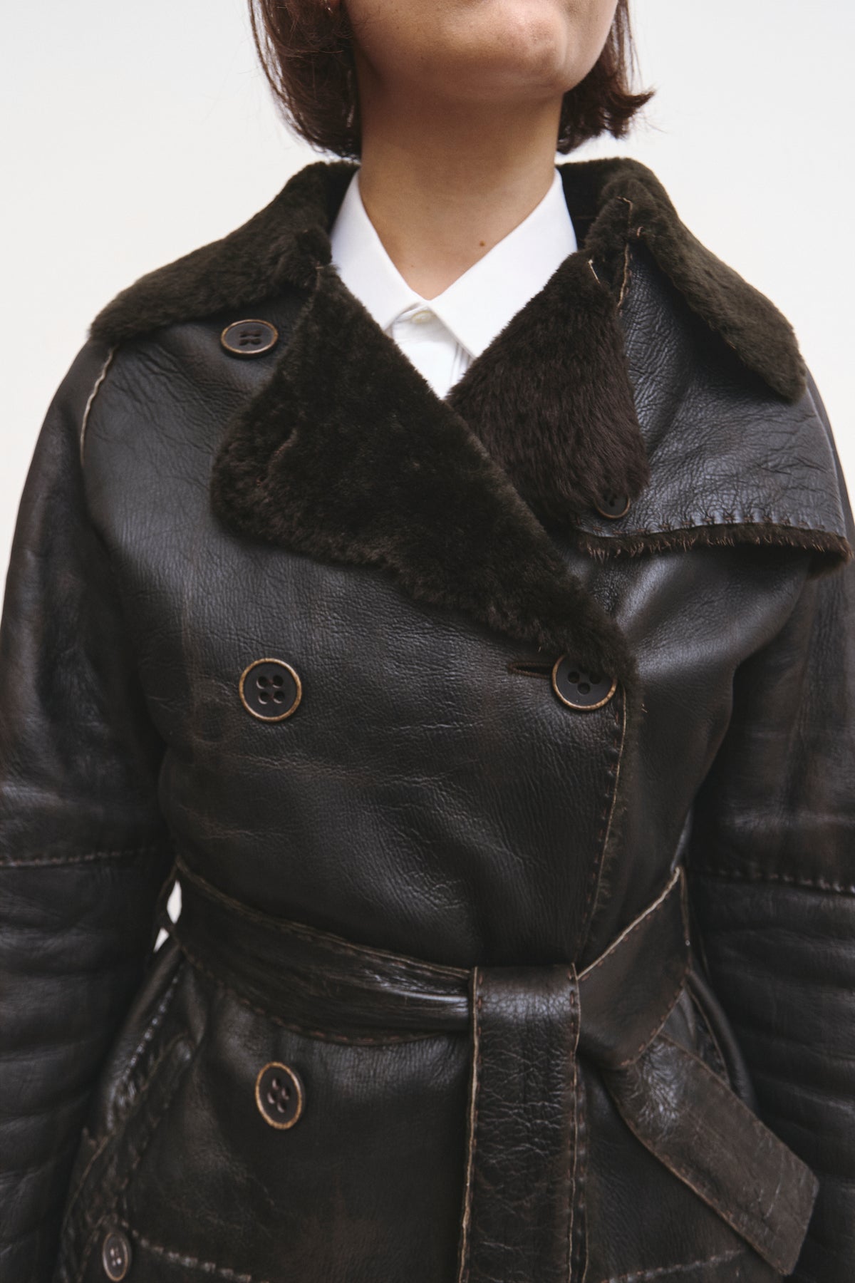 THE FURRY LEATHER COAT (S/M)