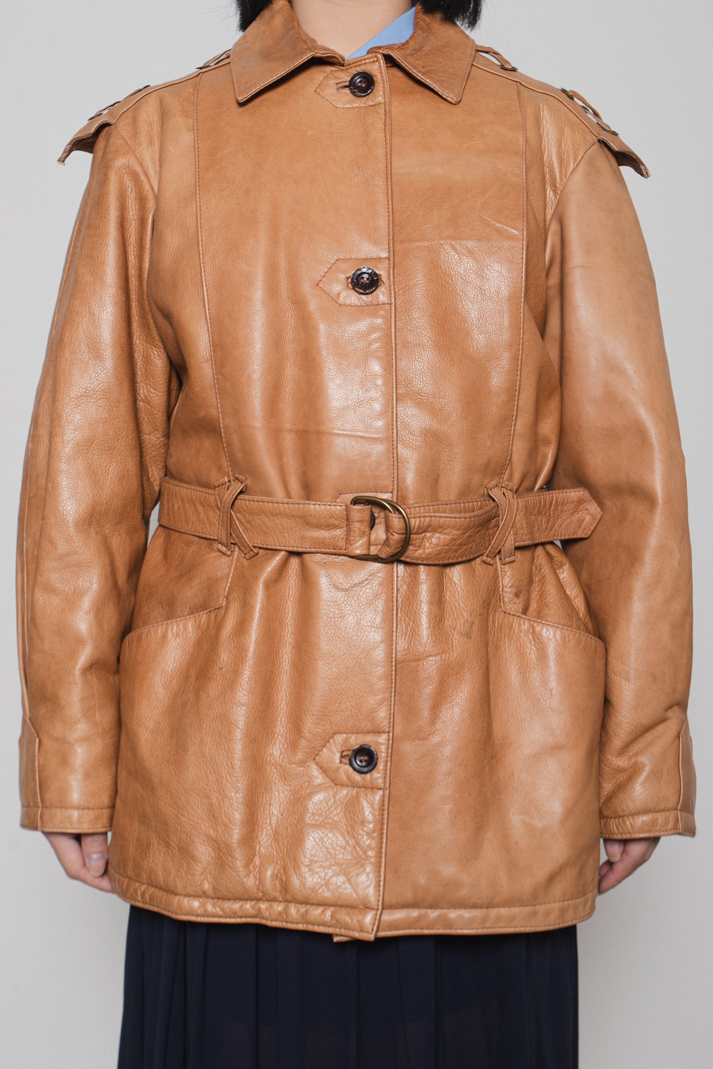 THE TAN LEATHER JACKET (S/M)