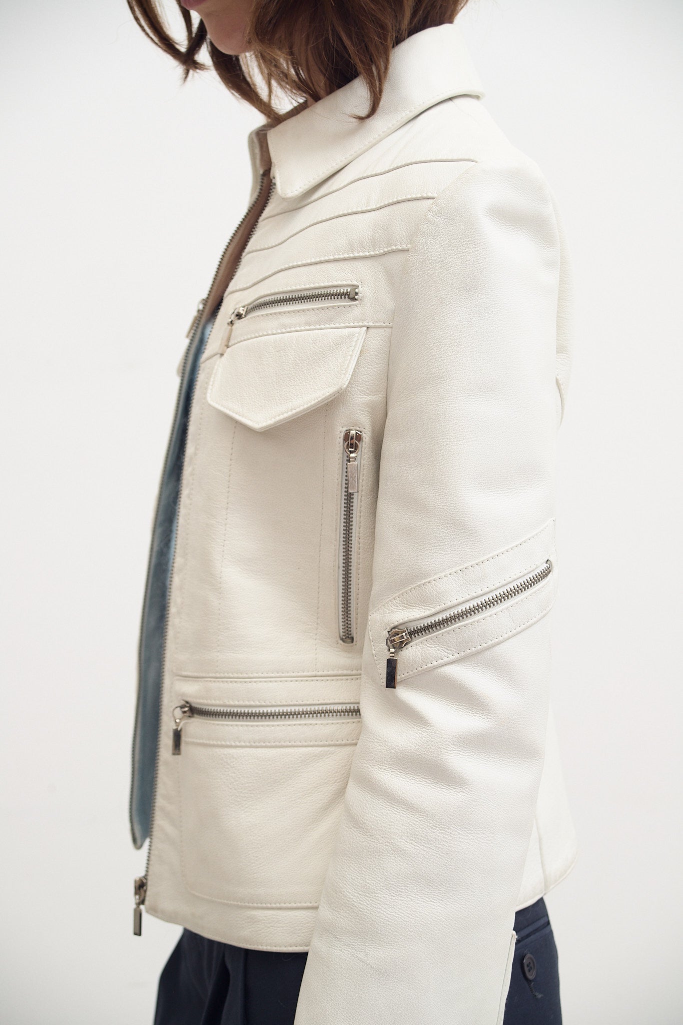 THE LEATHER UTILITY JACKET (XS/S)
