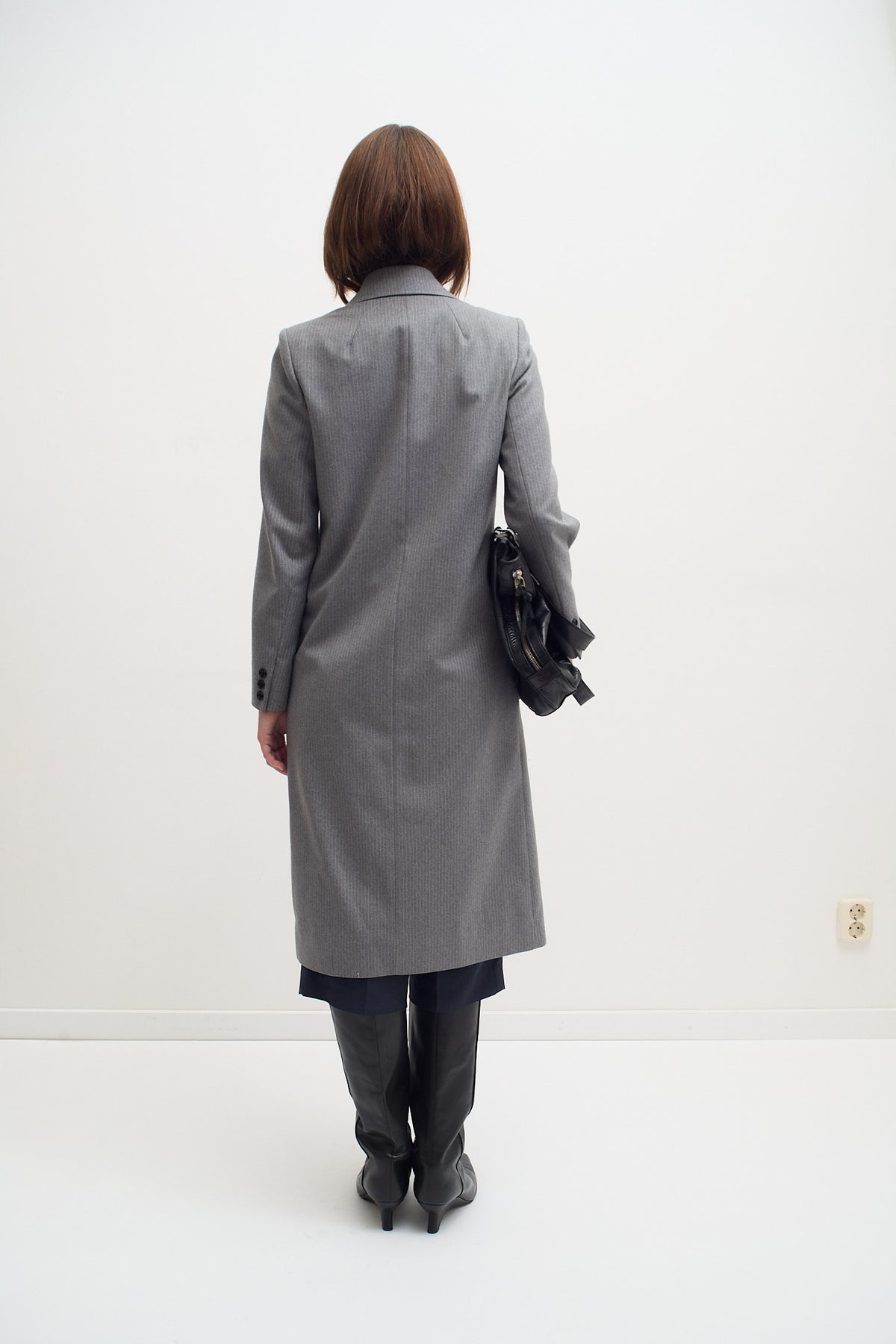 THE GREY PINSTRIPE COAT (XS)