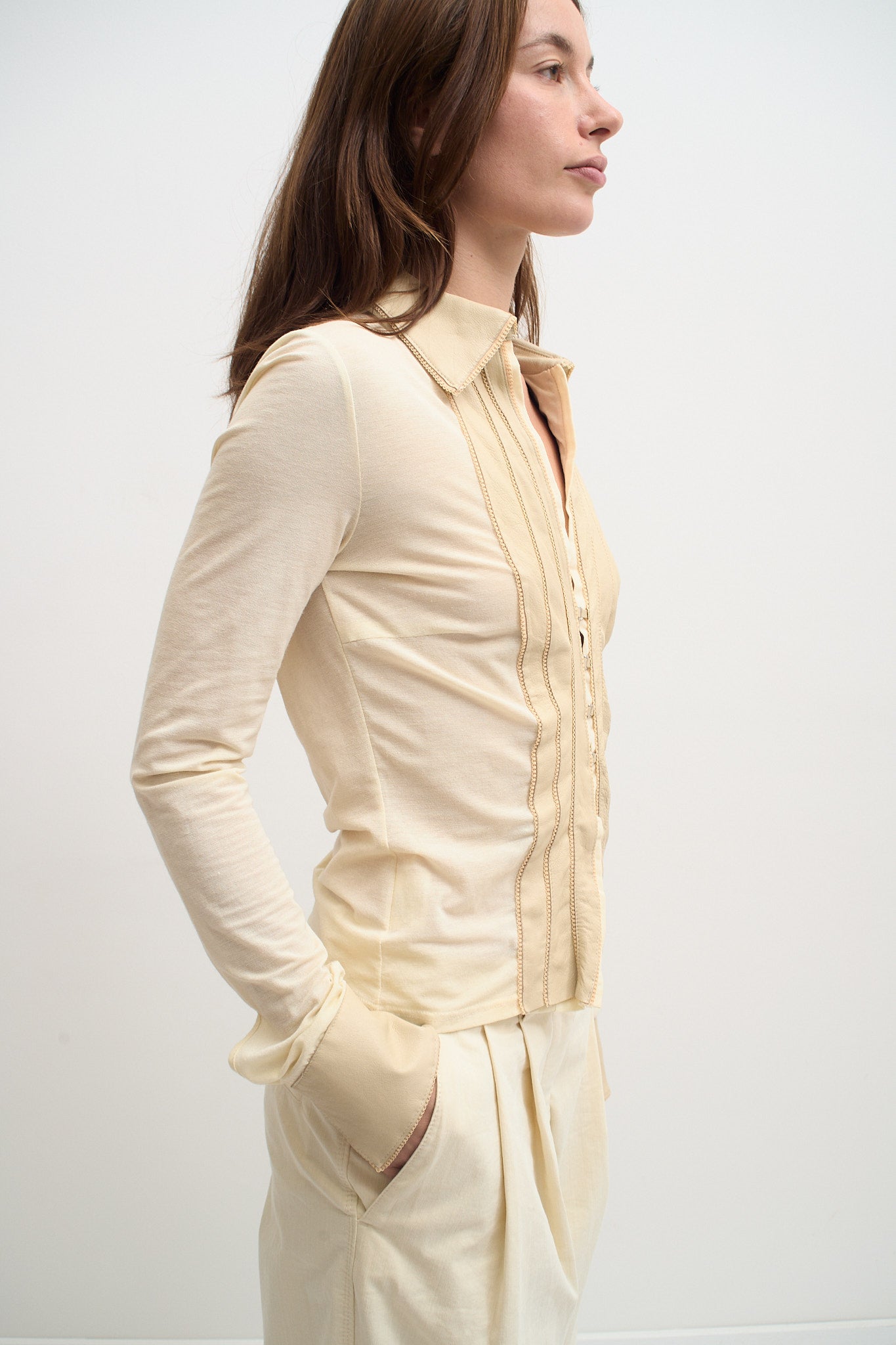THE LEATHER PANEL SHIRT (S/M)