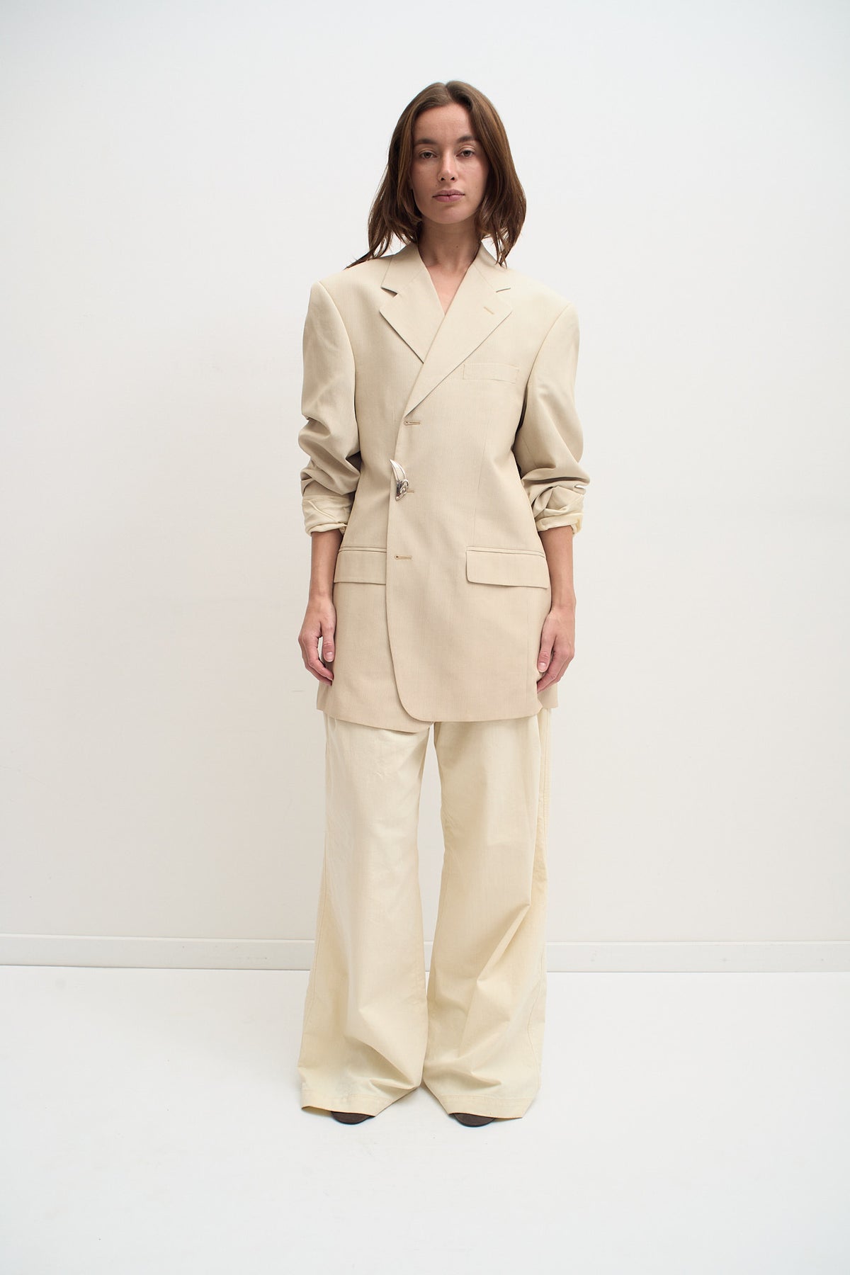 UPCYCLED OPEN BACK BLAZER BEIGE (L/XL)