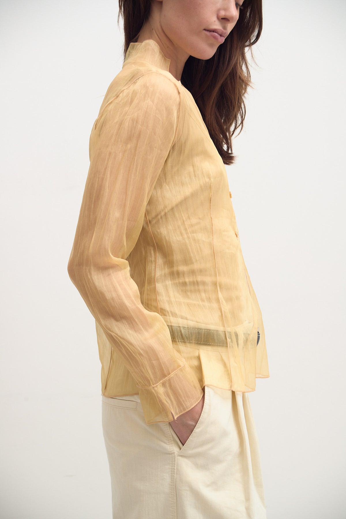 ensou. Ribbon Shirt 迷彩　エンソウ　リボンシャツ ensou. Ribbon Shirt #Yellow [E10S003]｜Silver and Gold
