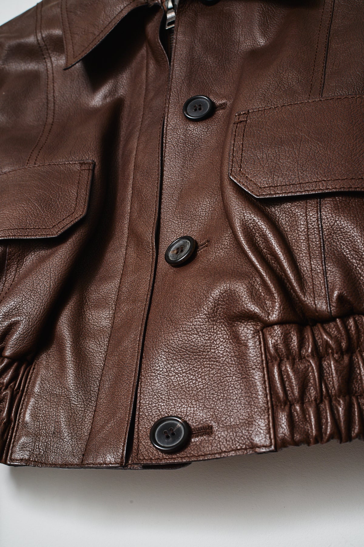 PRADA BROWN LEATHER BOMBER (XS/S)