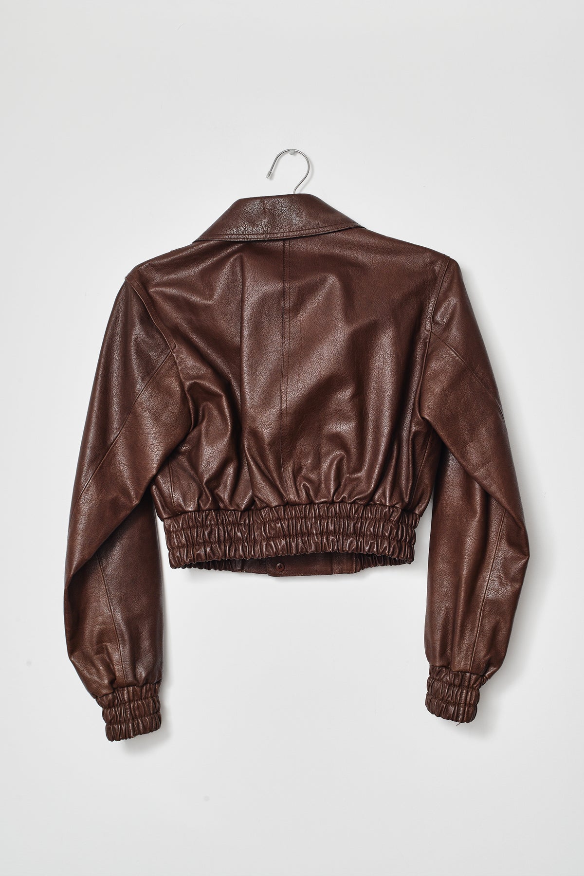 PRADA BROWN LEATHER BOMBER (XS/S)