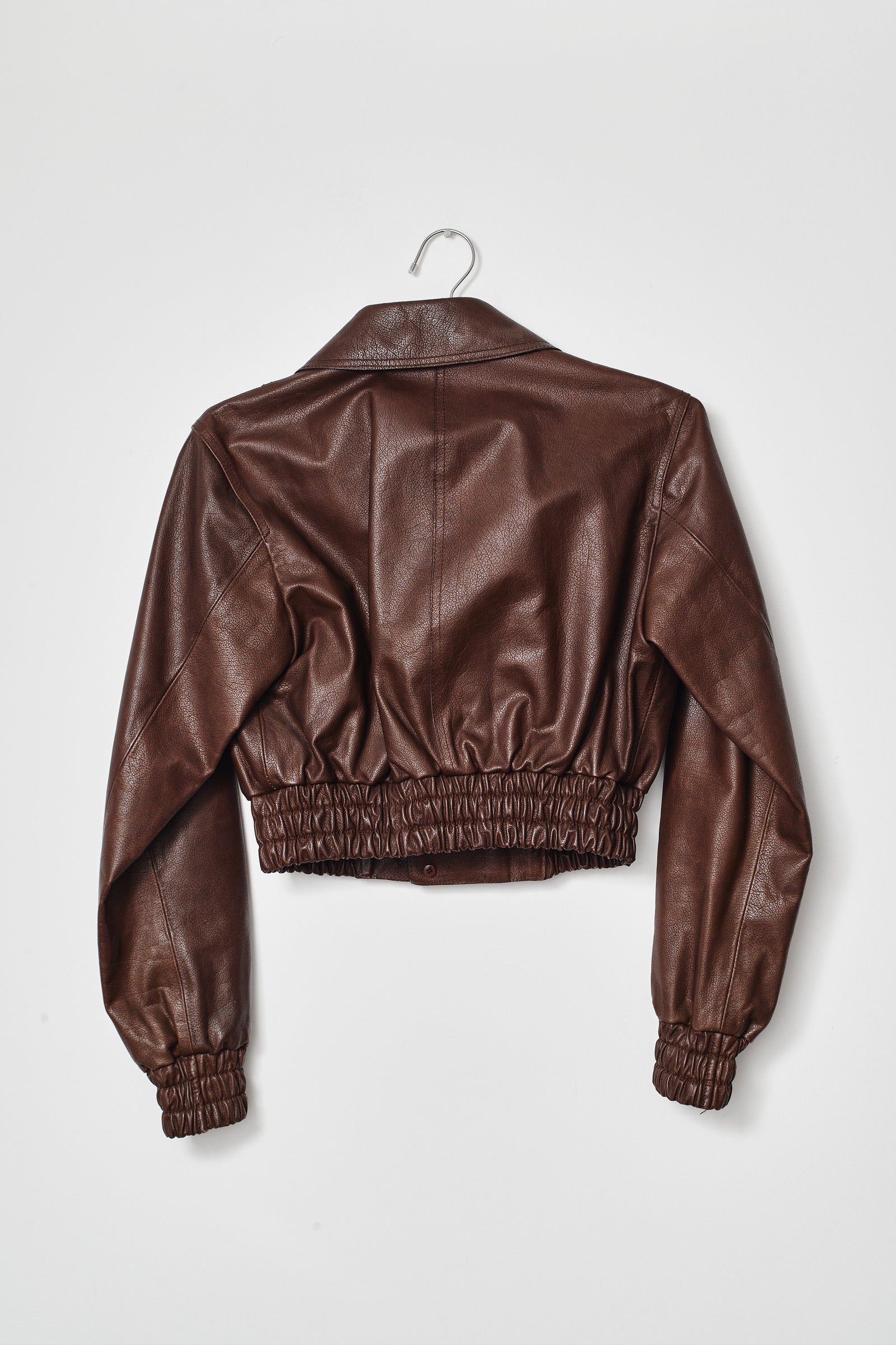 PRADA BROWN LEATHER BOMBER (XS/S)