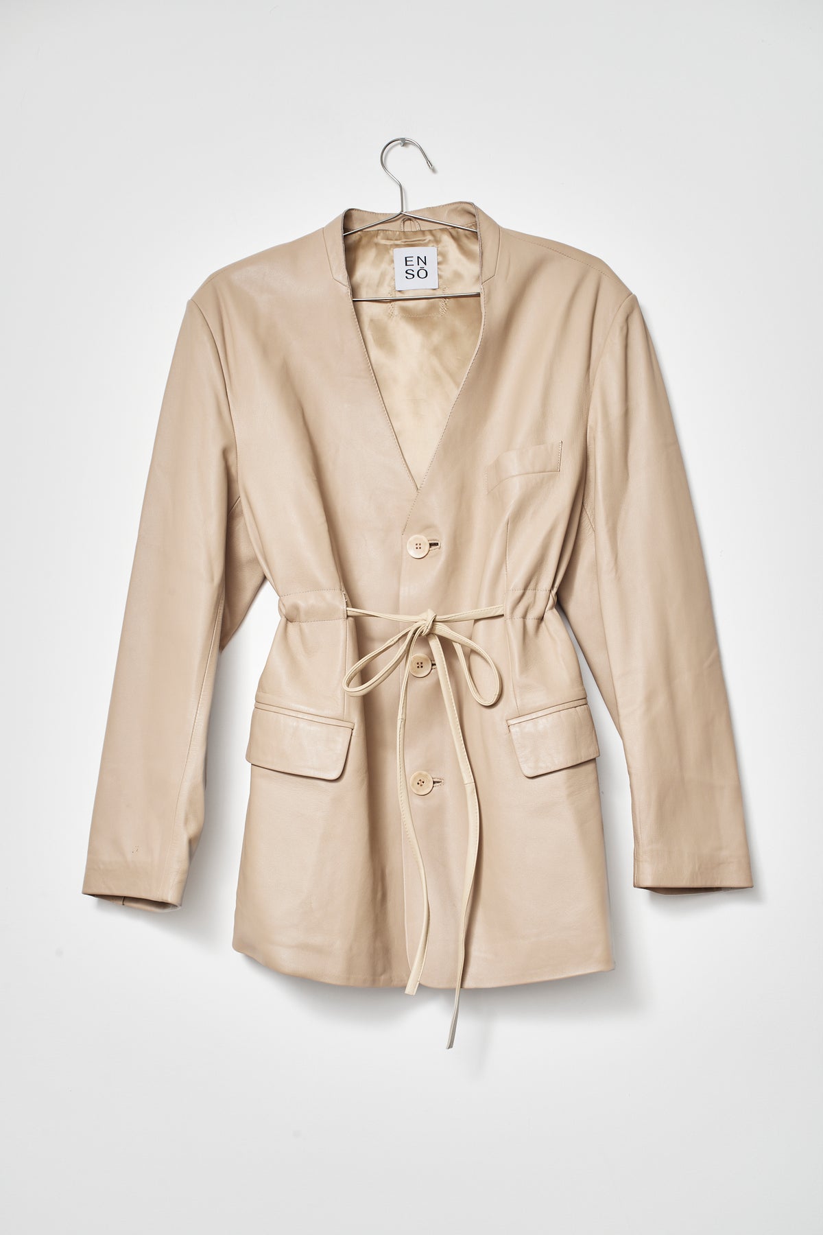 UPCYCLED SMOCK LEATHER BLAZER BEIGE (M/L)