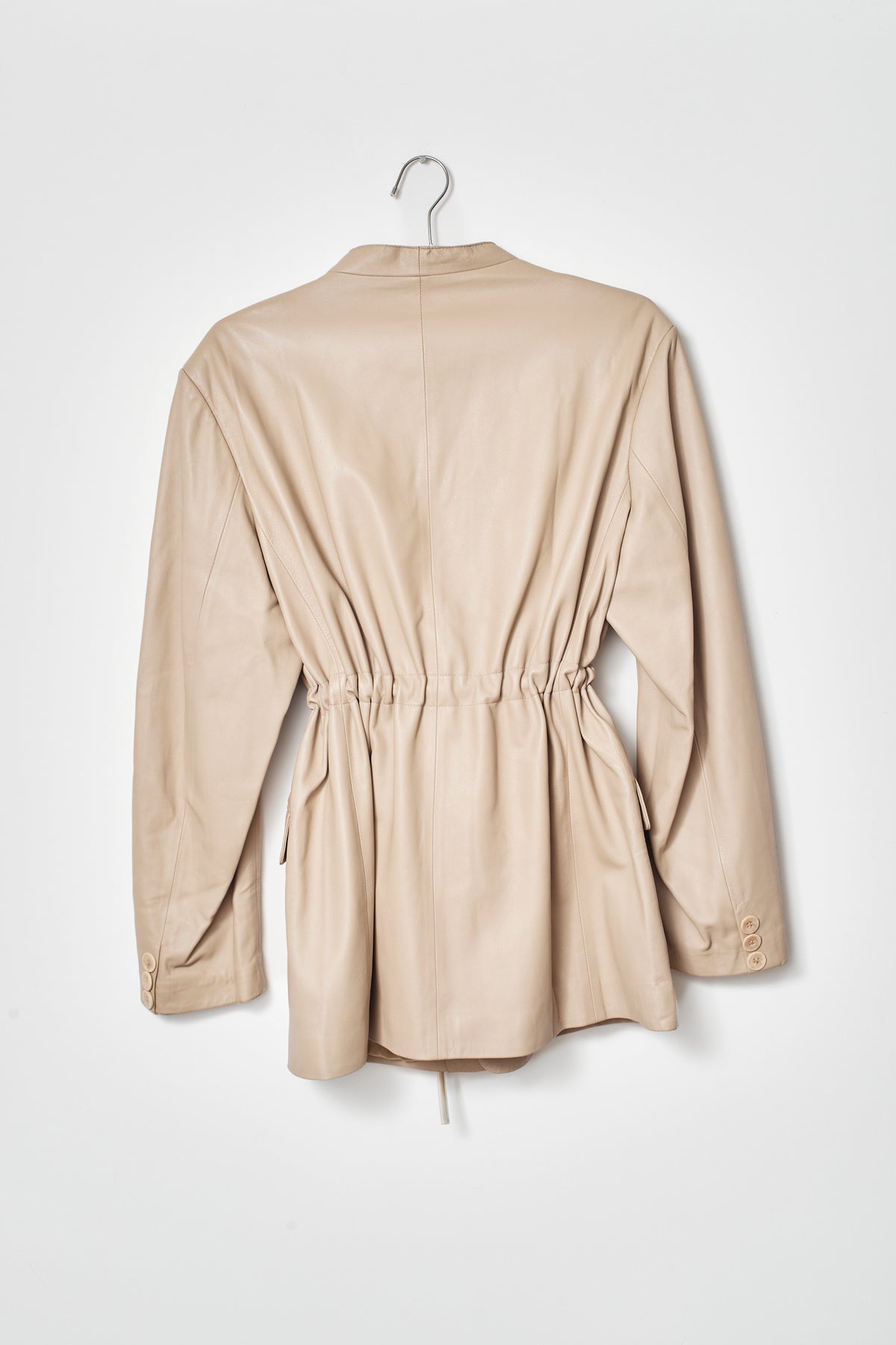 UPCYCLED SMOCK LEATHER BLAZER BEIGE (M/L)