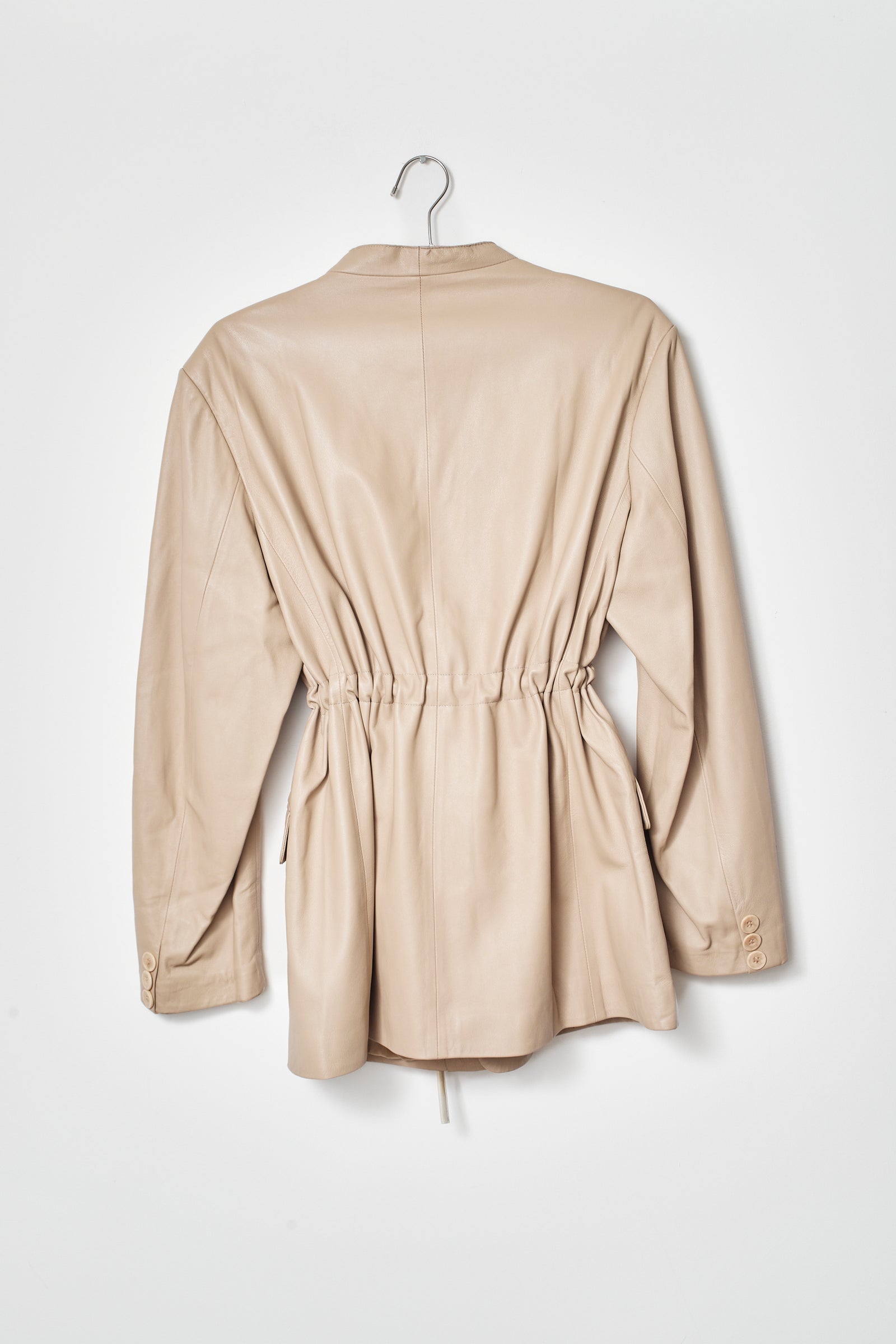 UPCYCLED SMOCK LEATHER BLAZER BEIGE (M/L)