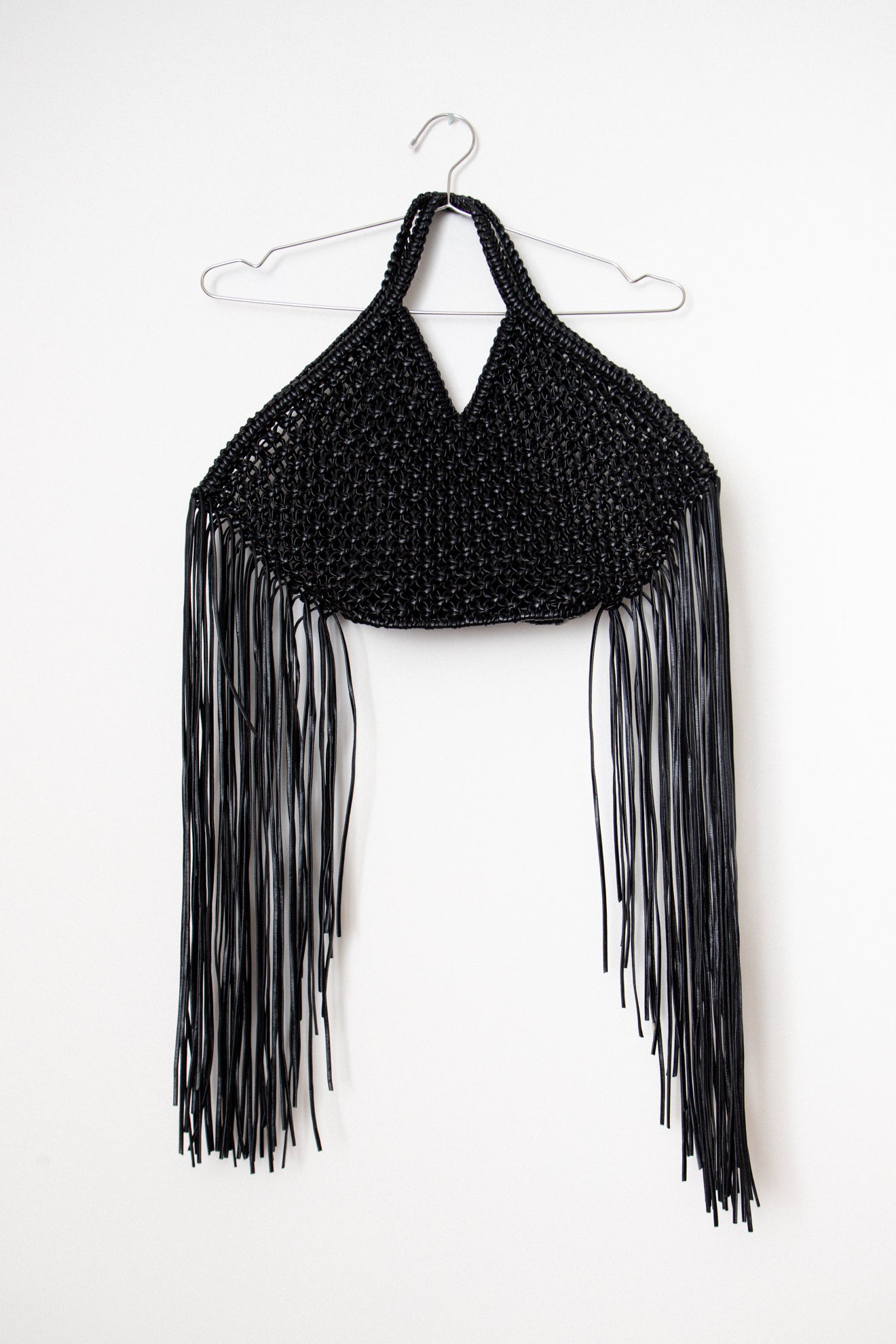 THE BLACK WOVEN FRINGE BAG
