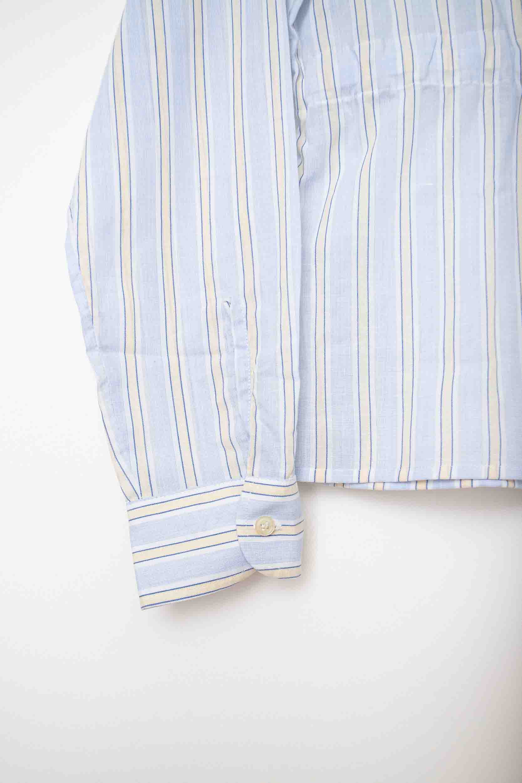 UPCYCLED SMOCK SHIRT BLUE PINSTRIPE (S/M)