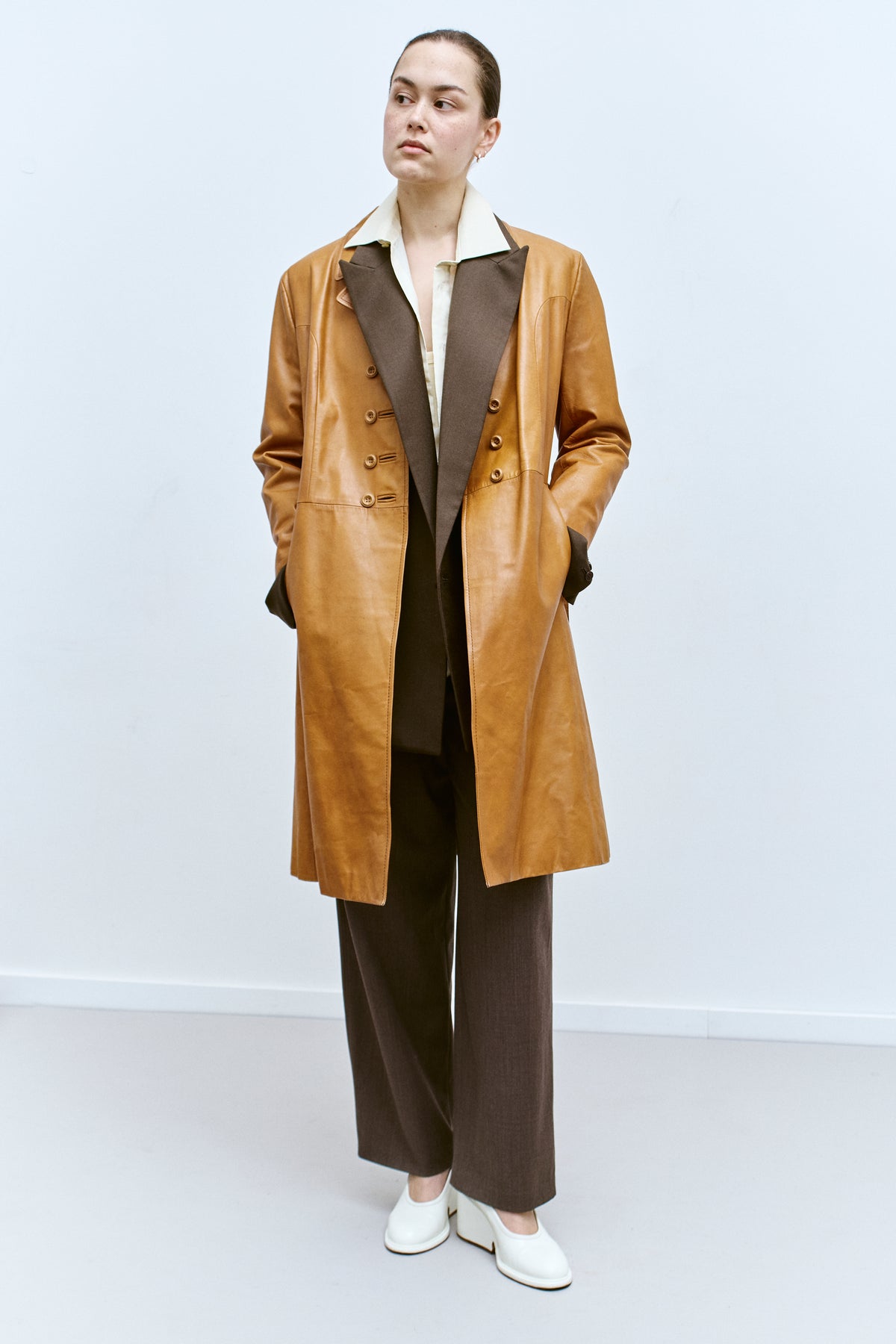 THE TAN LEATHER COAT (S/M) - ENSO Vintage