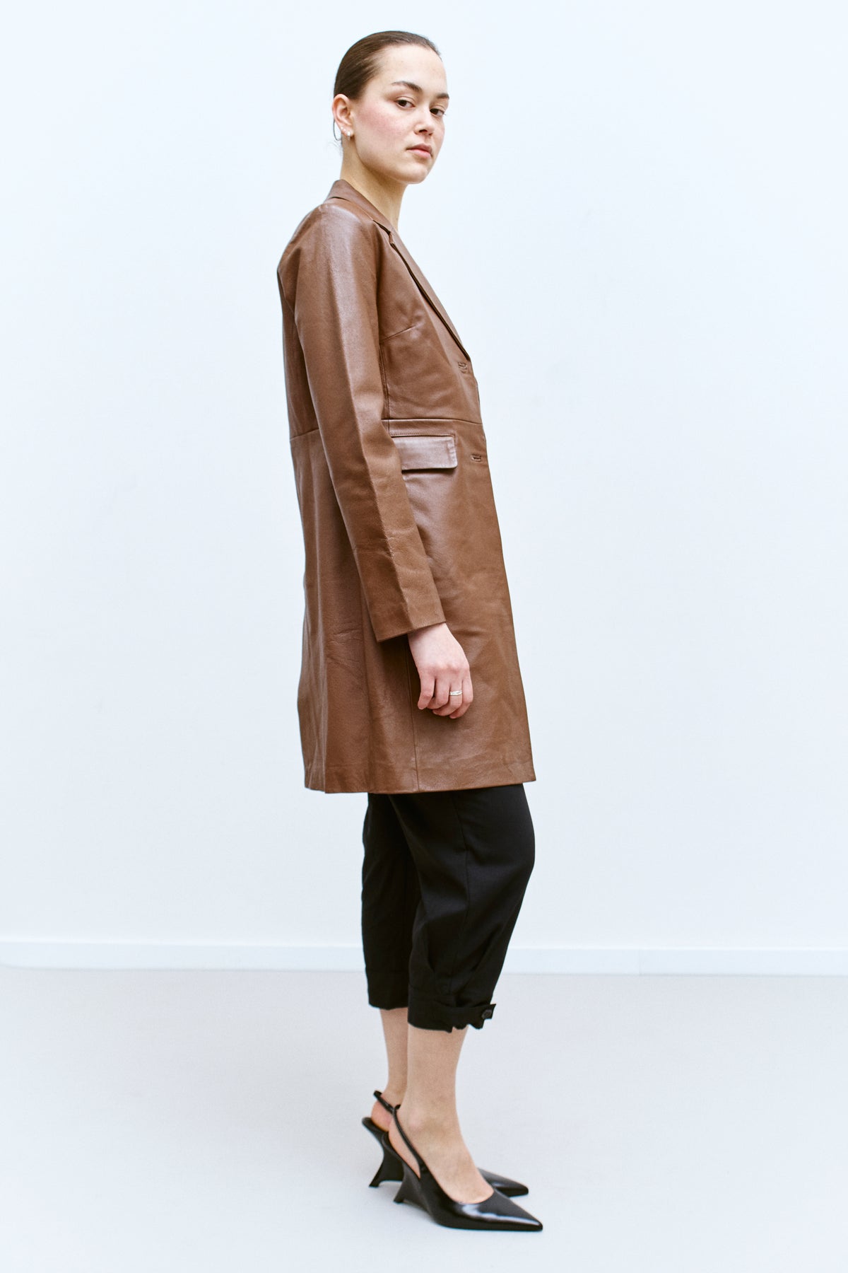THE BROWN LEATHER COAT (XS/S) - ENSO Vintage