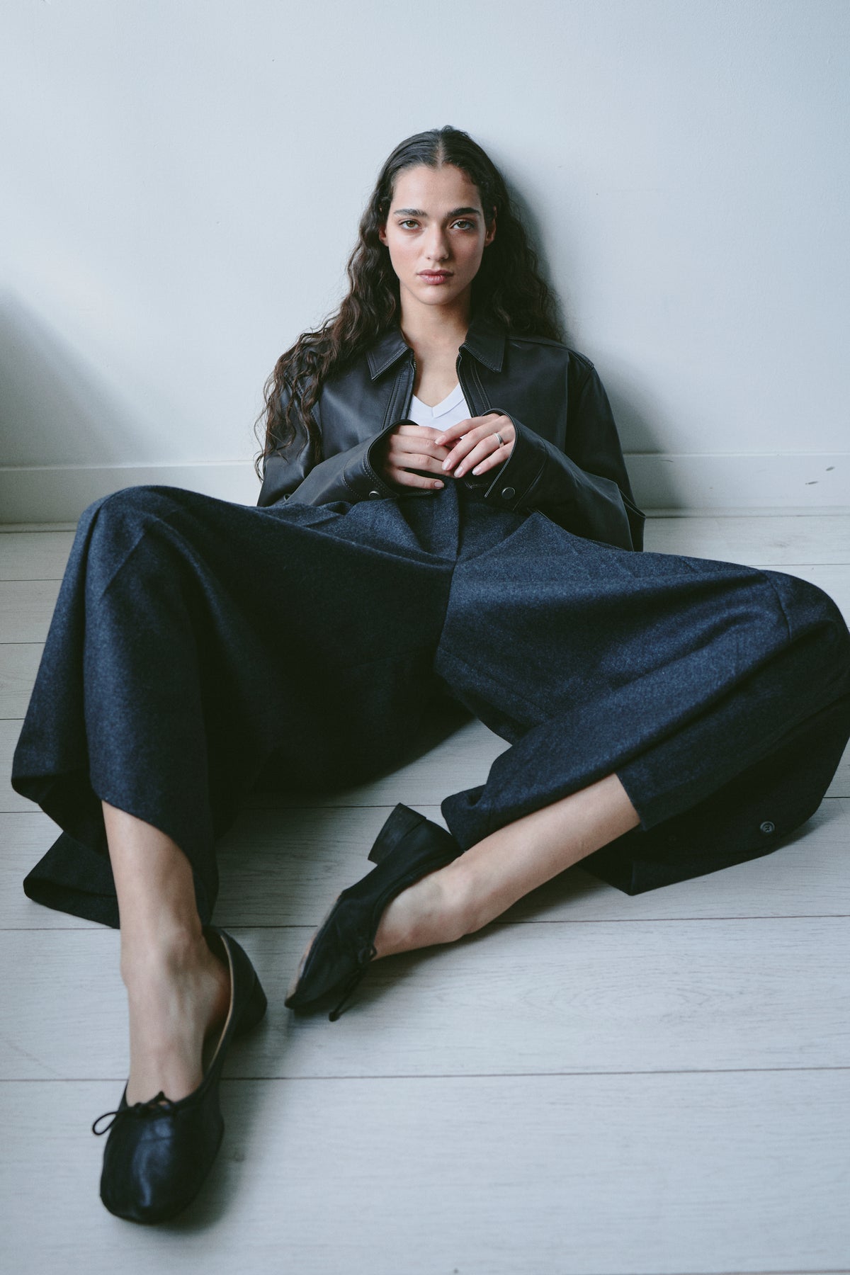 THE WIDE LEG WOOL PANT (36/38)