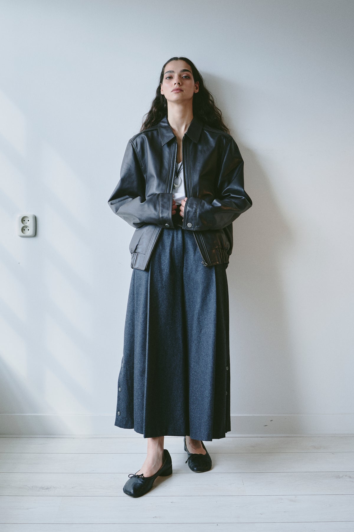 THE WIDE LEG WOOL PANT (36/38)