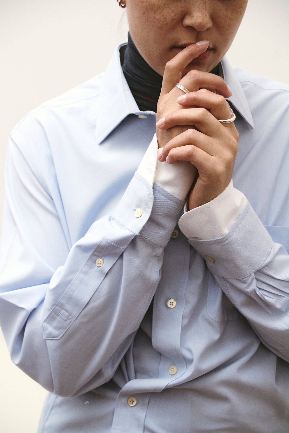 UPCYCLED DOUBLE WRAP -  LIGHT BLUE WHITE (S/M)