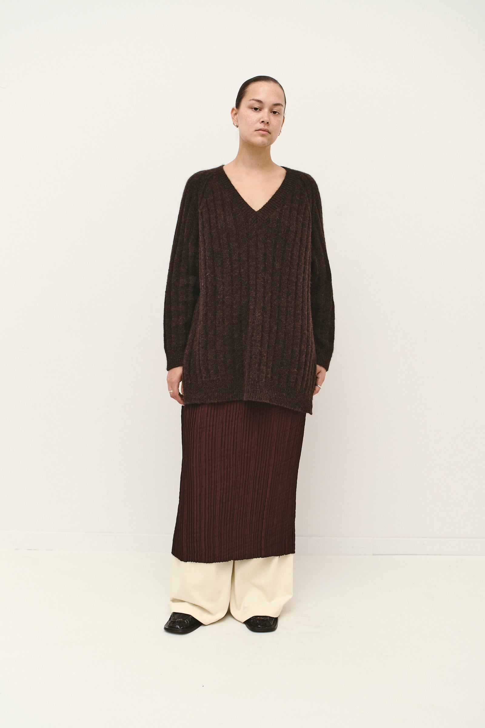 THE PLEATED SKIRT BURGUNDY (36/38)