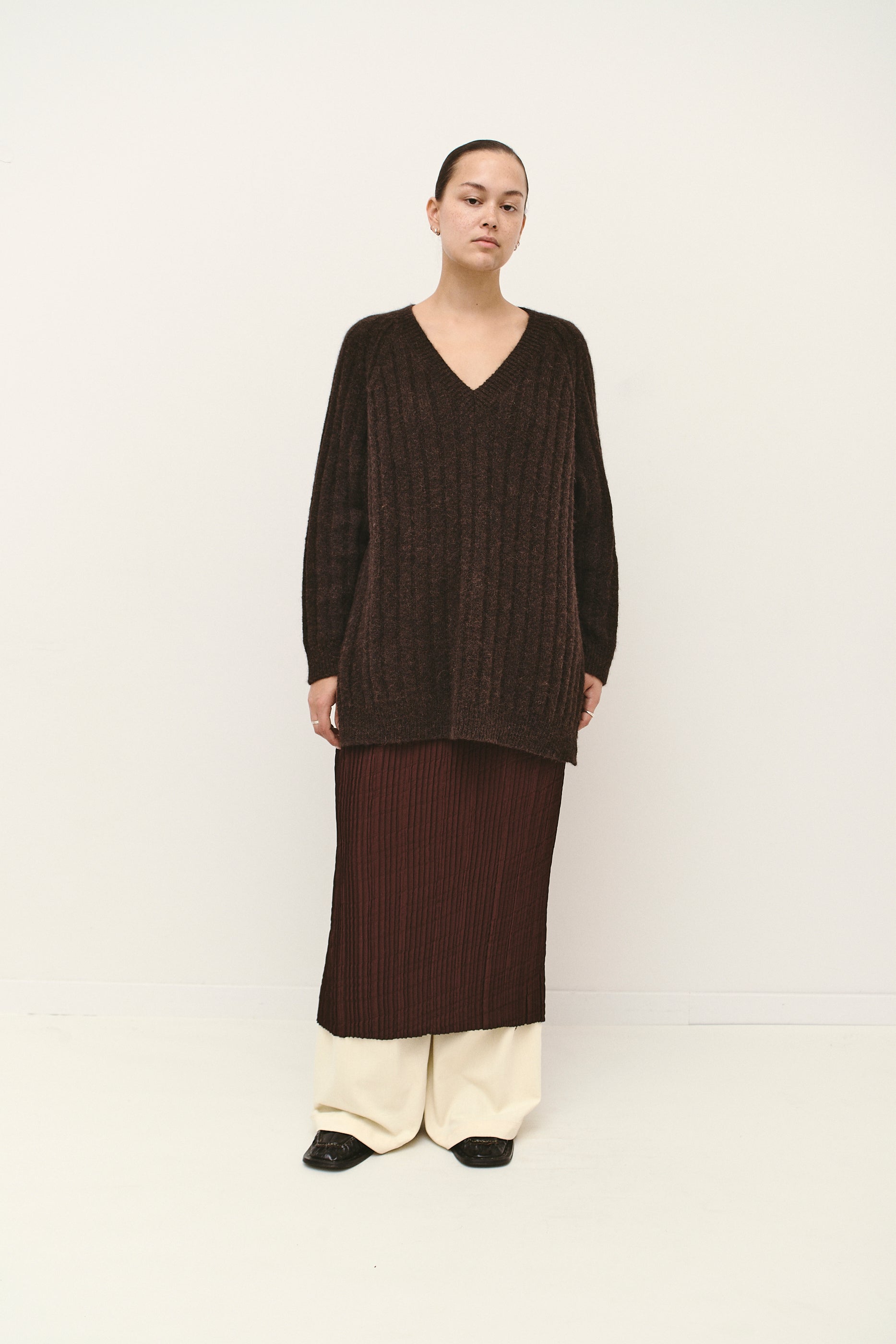 THE PLEATED SKIRT BURGUNDY (36/38)