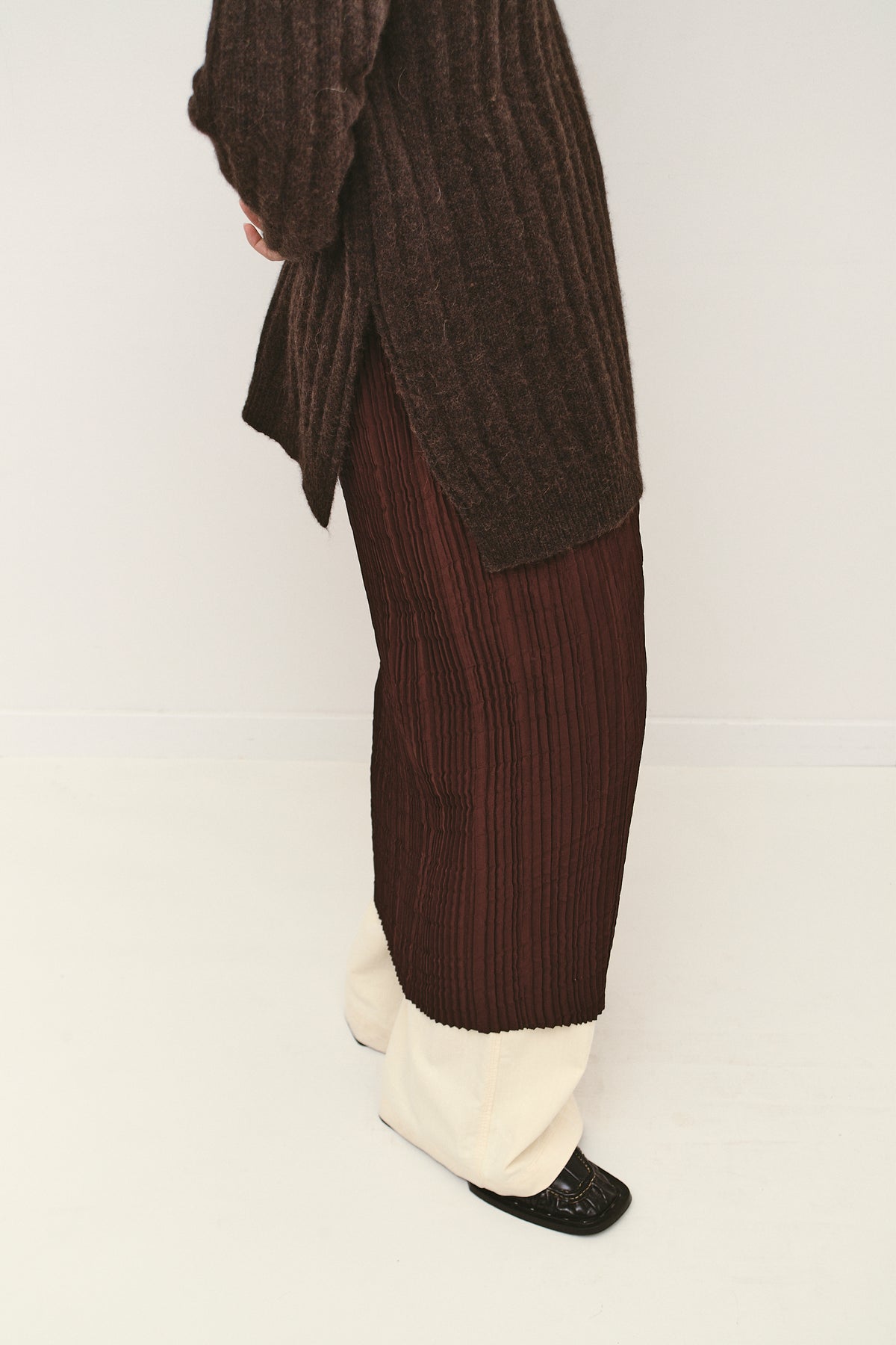 THE PLEATED SKIRT BURGUNDY (36/38)