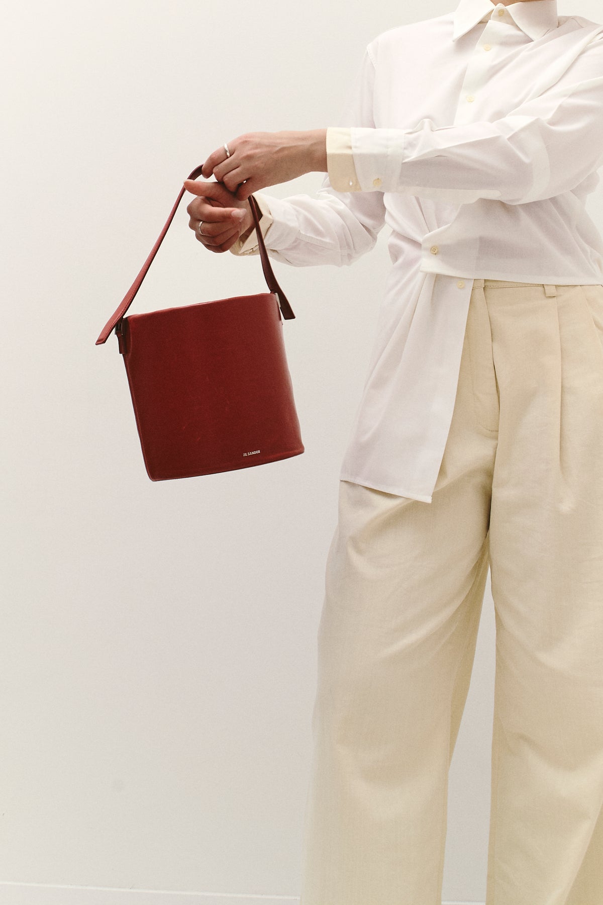 JIL SANDER RED BUCKET BAG