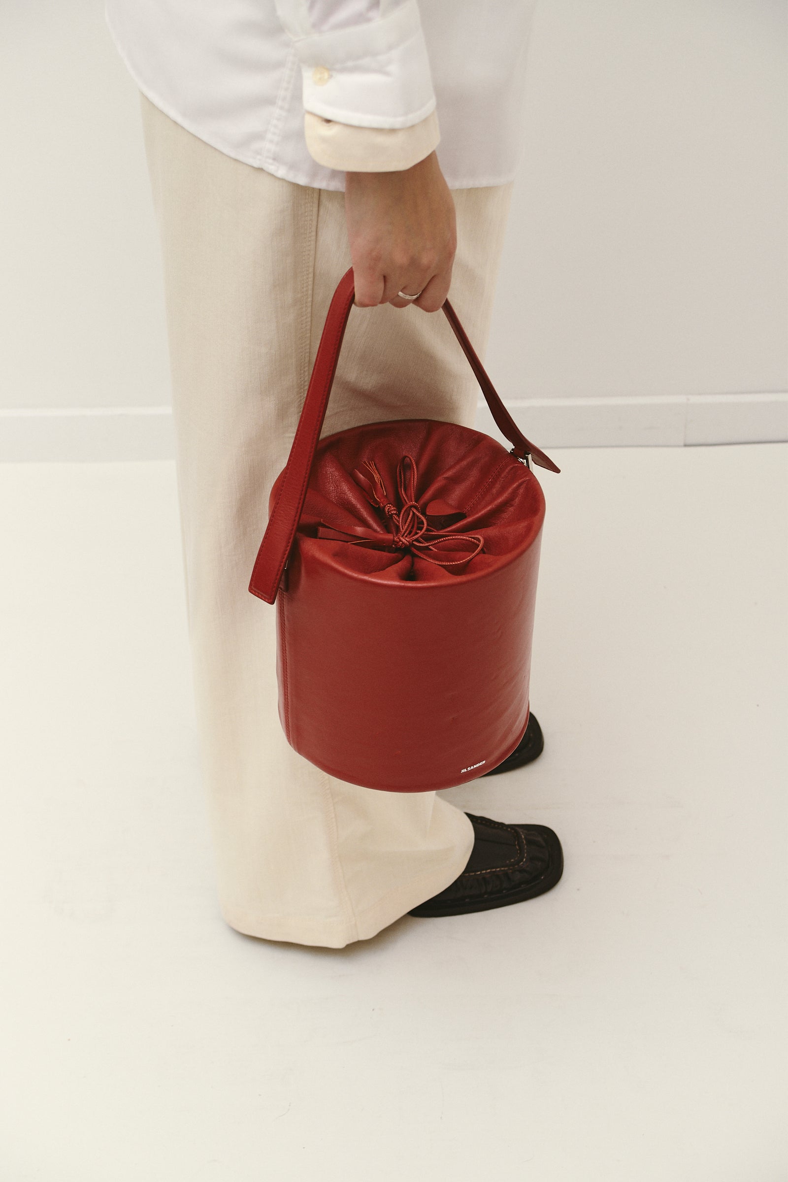 JIL SANDER RED BUCKET BAG