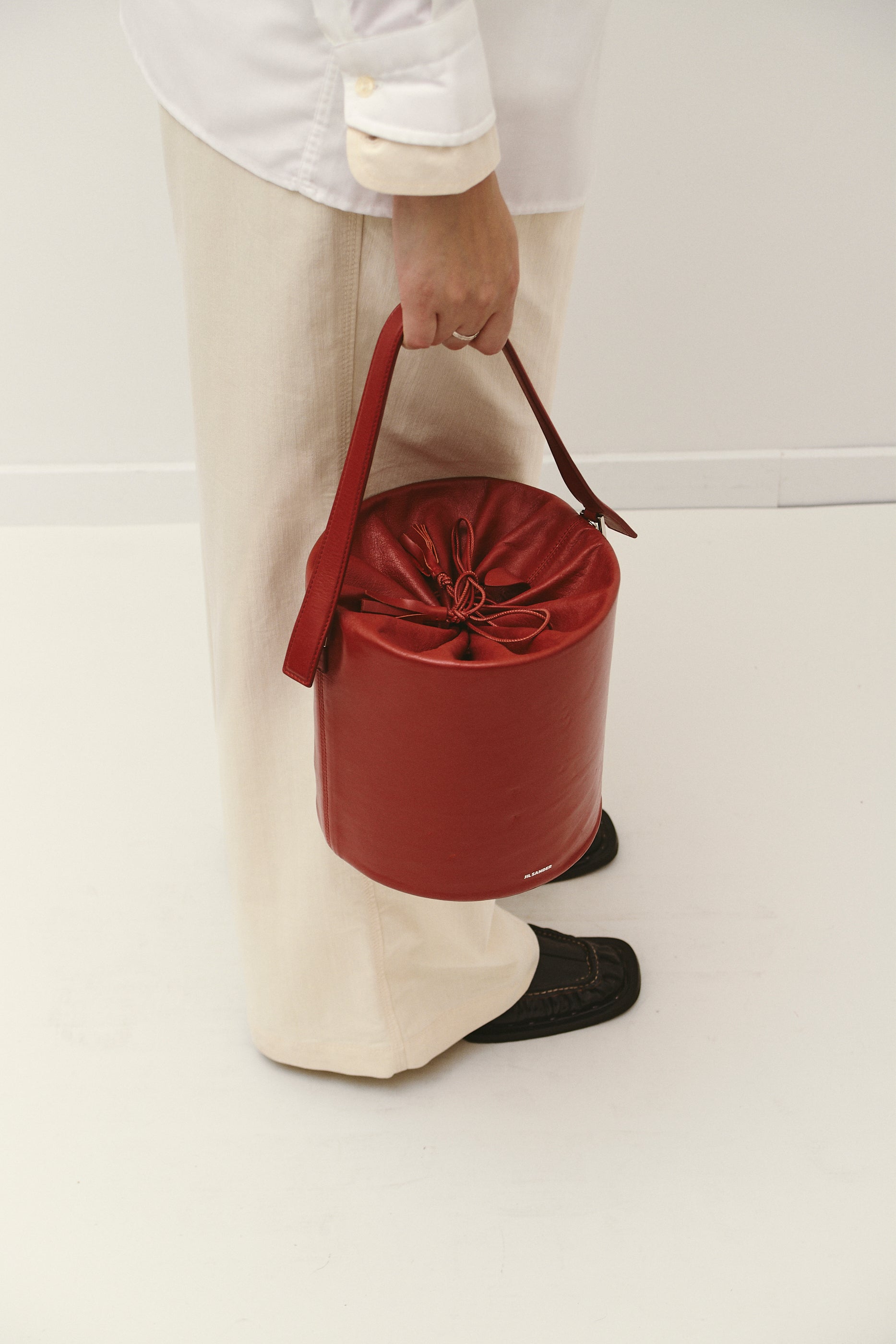 JIL SANDER RED BUCKET BAG