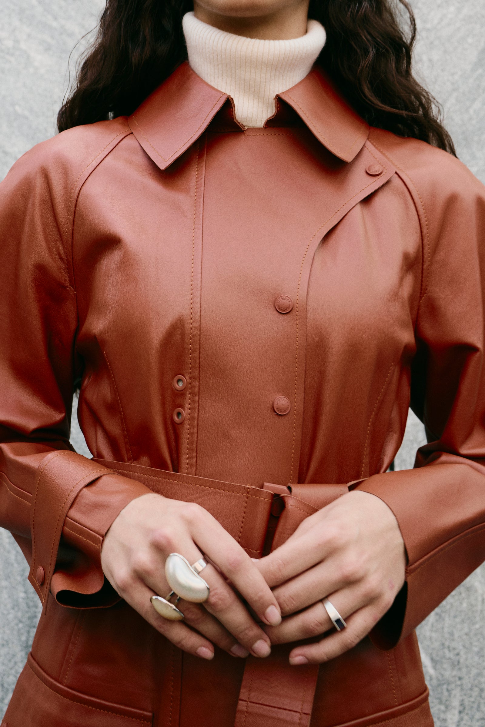 SPORTMAX LEATHER TRENCH