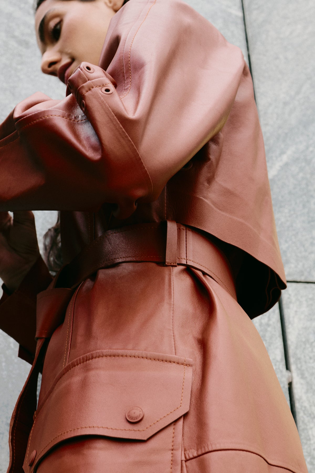 SPORTMAX LEATHER TRENCH