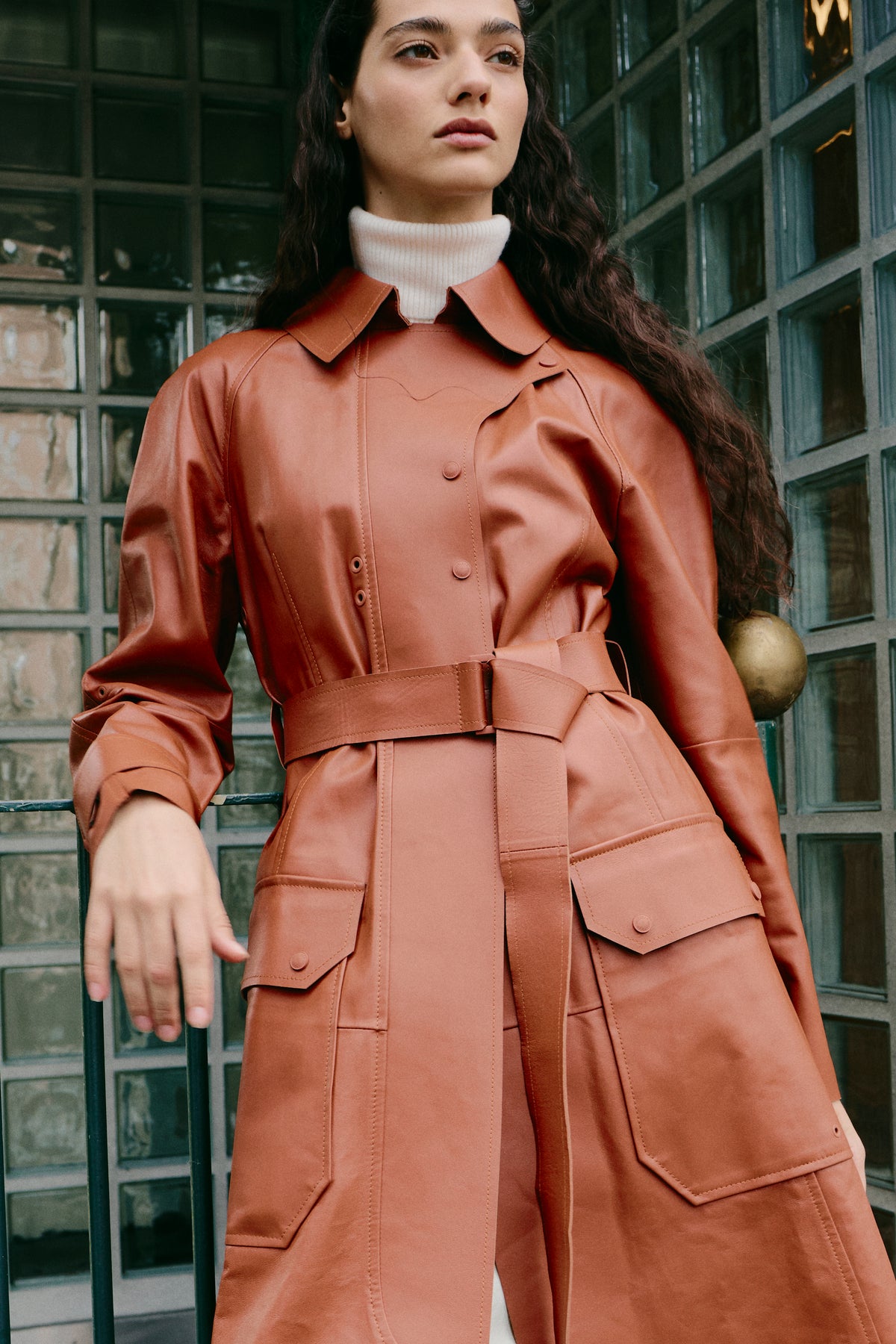 SPORTMAX LEATHER TRENCH