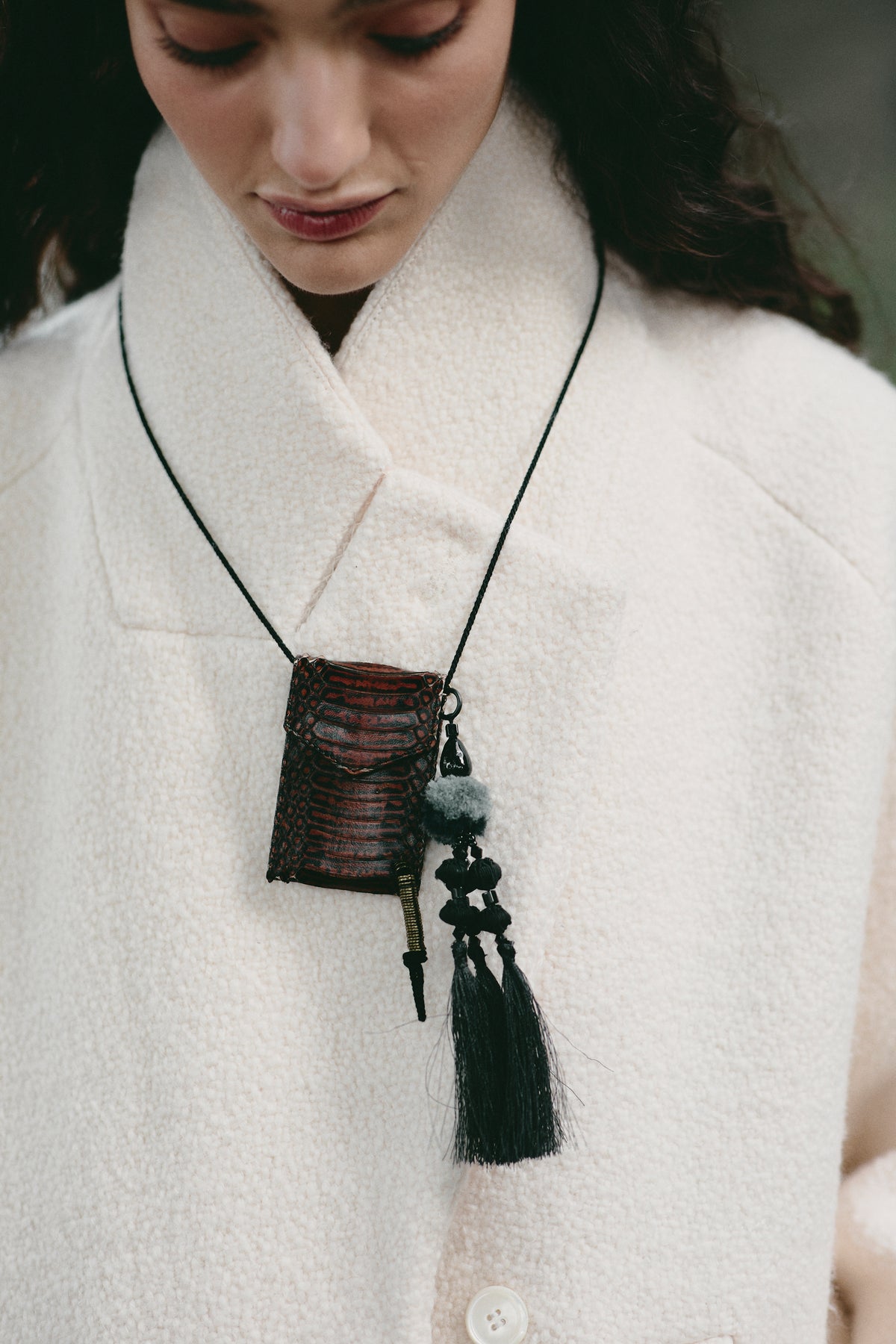 DRIES VAN NOTEN LEATHER NECKLACE