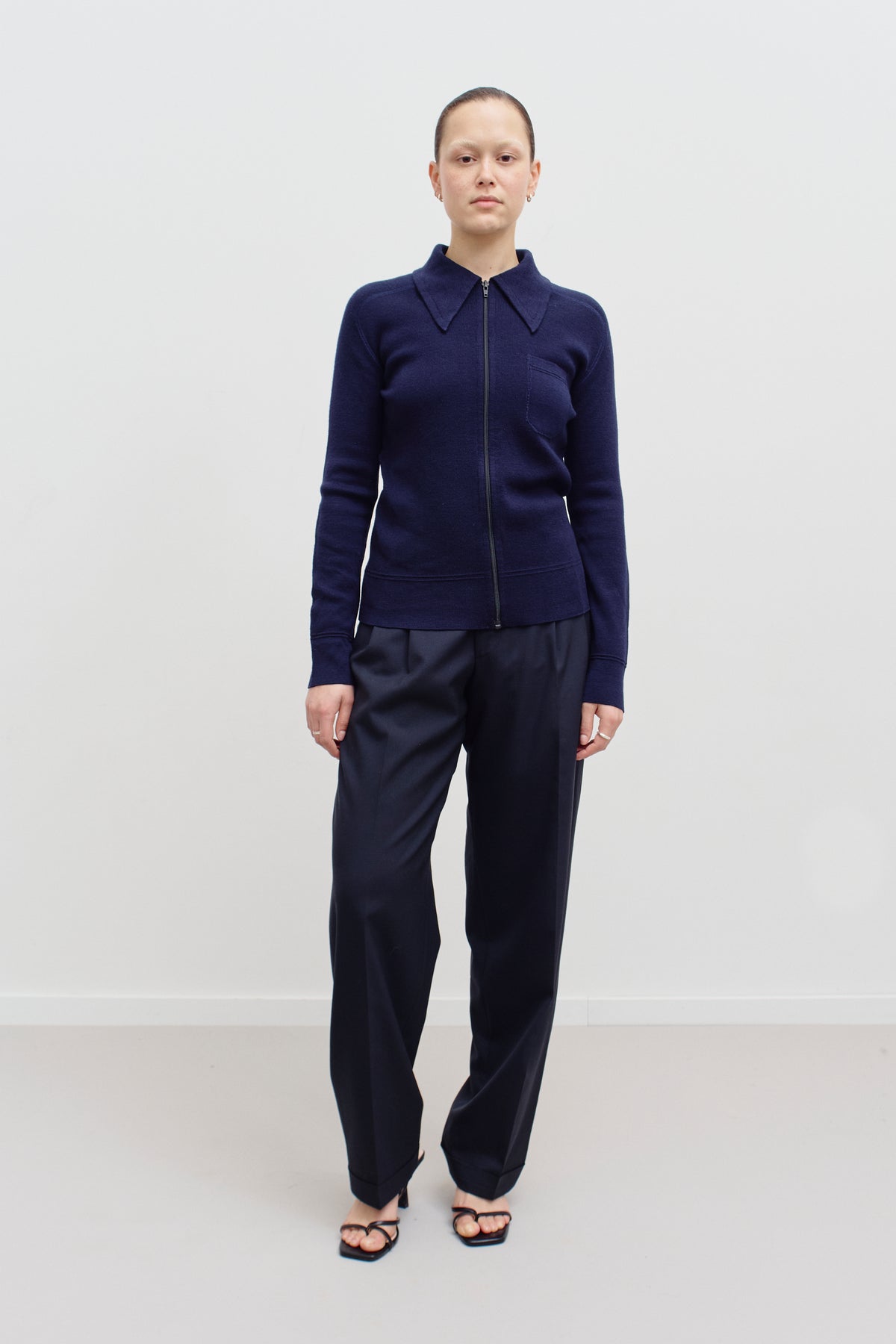 THE NAVY WOOL TAILORED TROUSERS (38/40) - ENSO Vintage