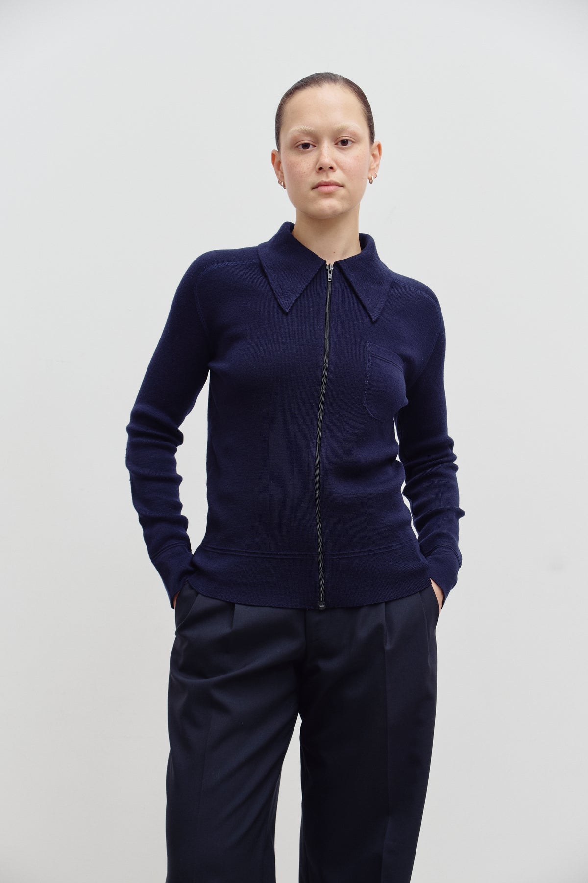 THE NAVY WOOL TAILORED TROUSERS (38/40) - ENSO Vintage