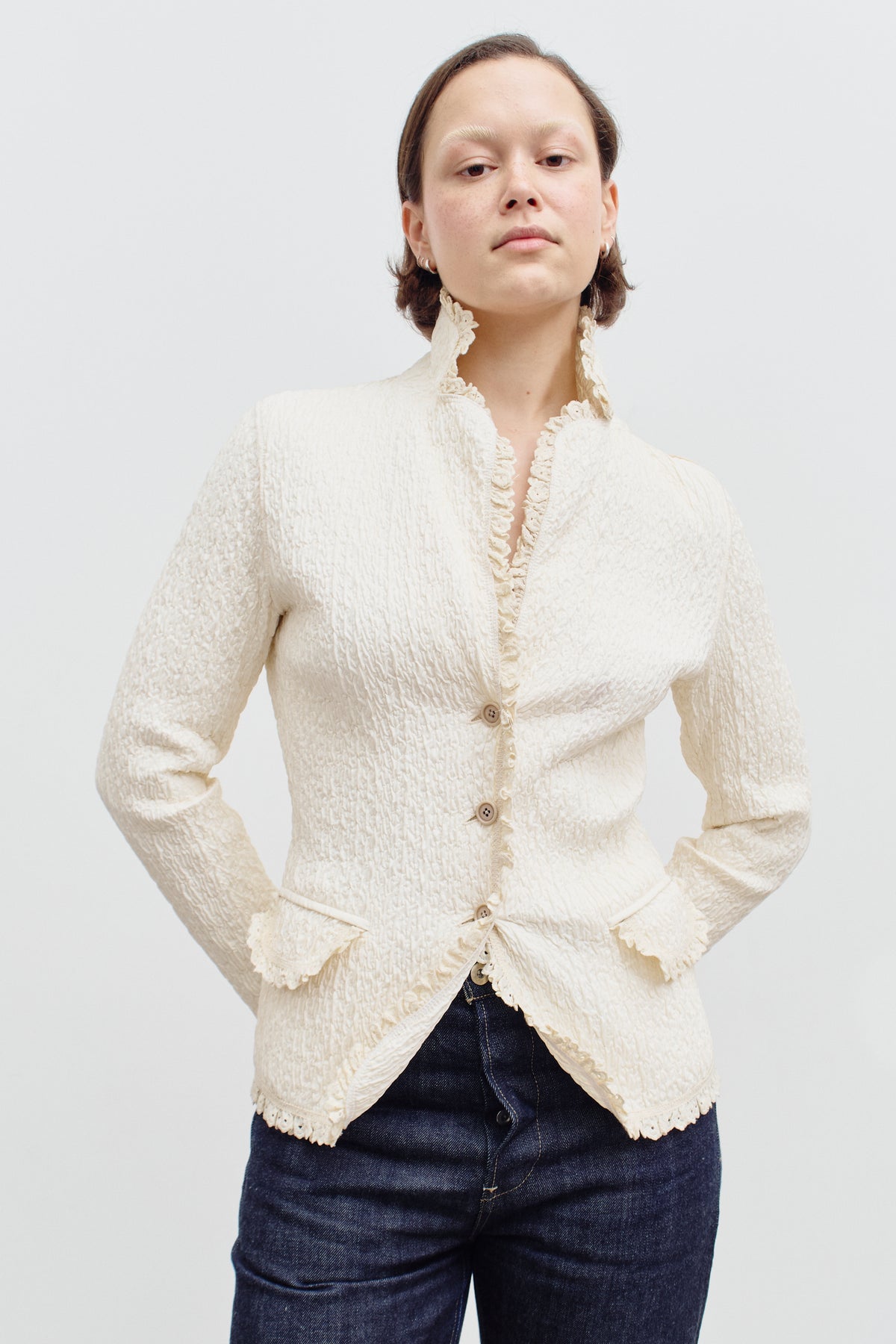 THE CREAM CREPE JACKET (XS/S) - ENSO Vintage