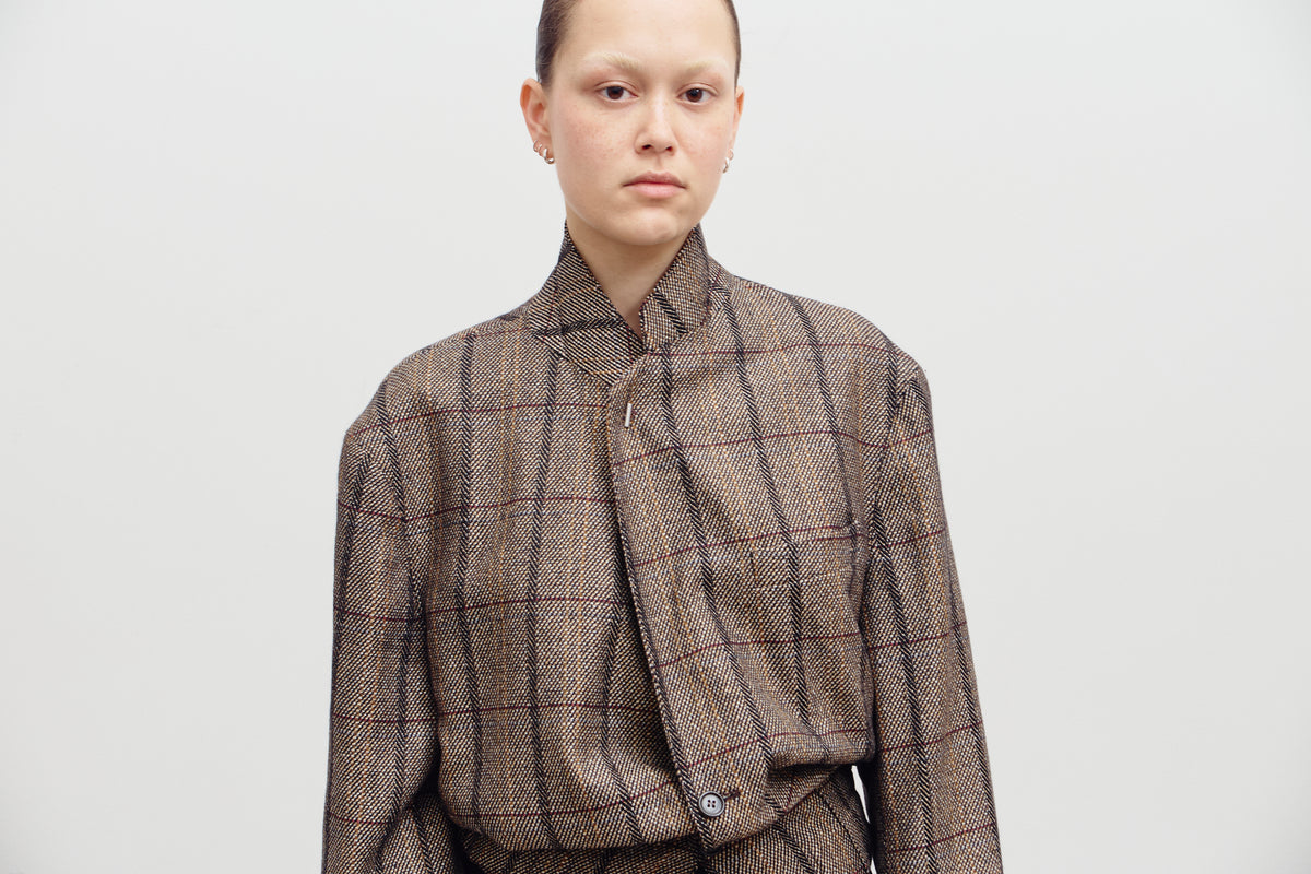 UPCYCLED BOMBER - WOOL CHECKS (S/M) - ENSO Vintage