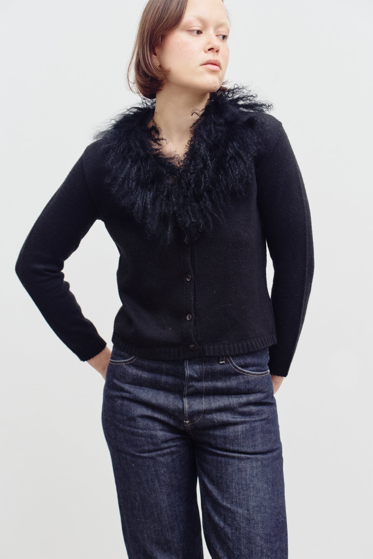 THE BLACK FEATHER CARDIGAN (S/M) - ENSO Vintage