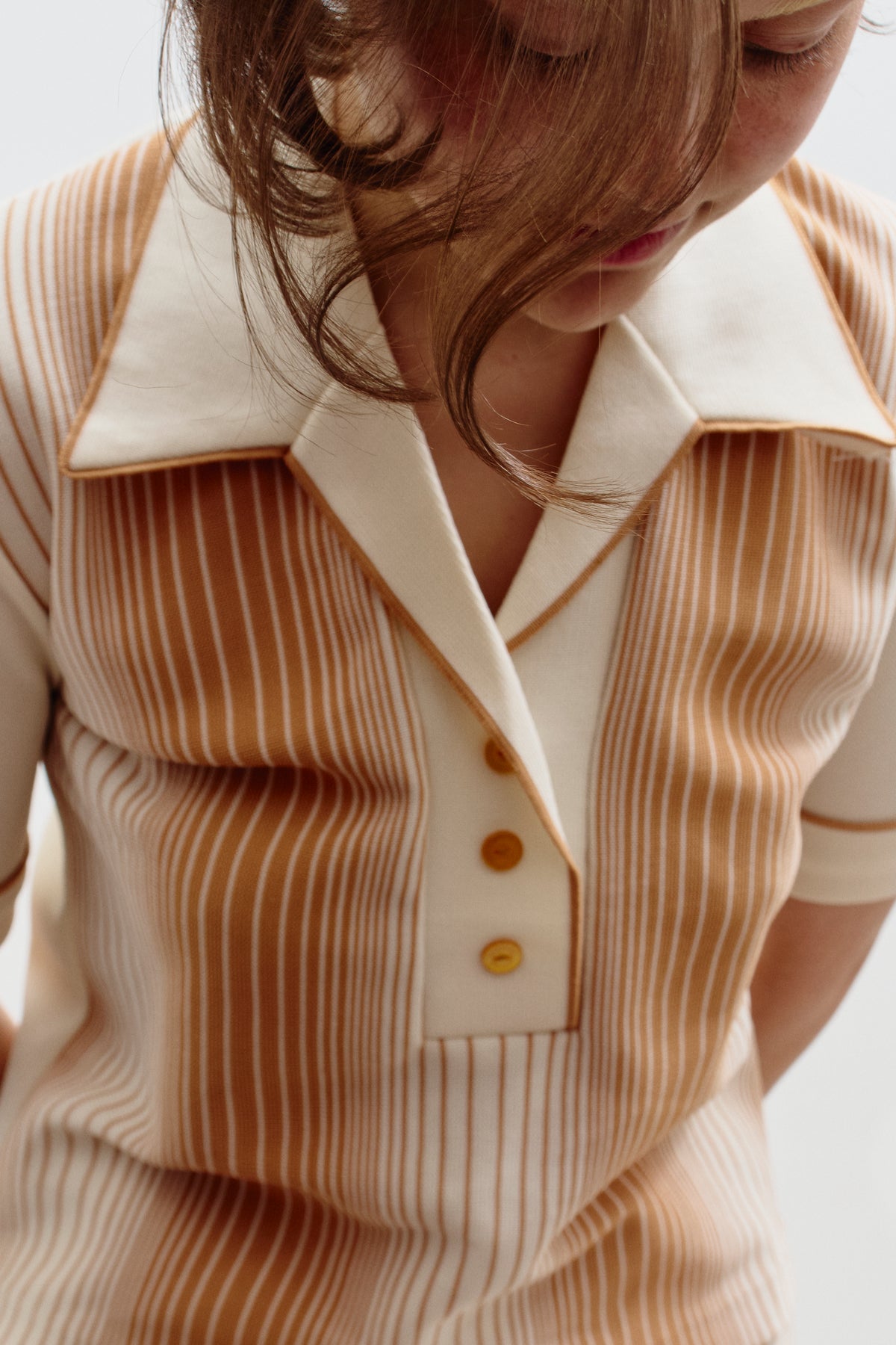 THE CARAMEL STRIPE POLO (M/L) - ENSO Vintage