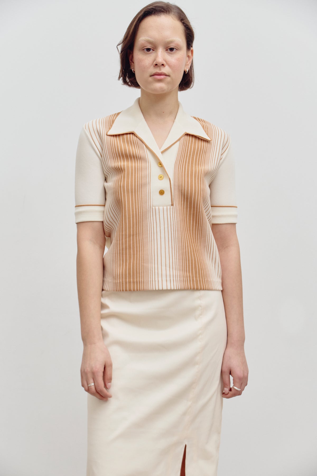 THE CARAMEL STRIPE POLO (M/L) - ENSO Vintage