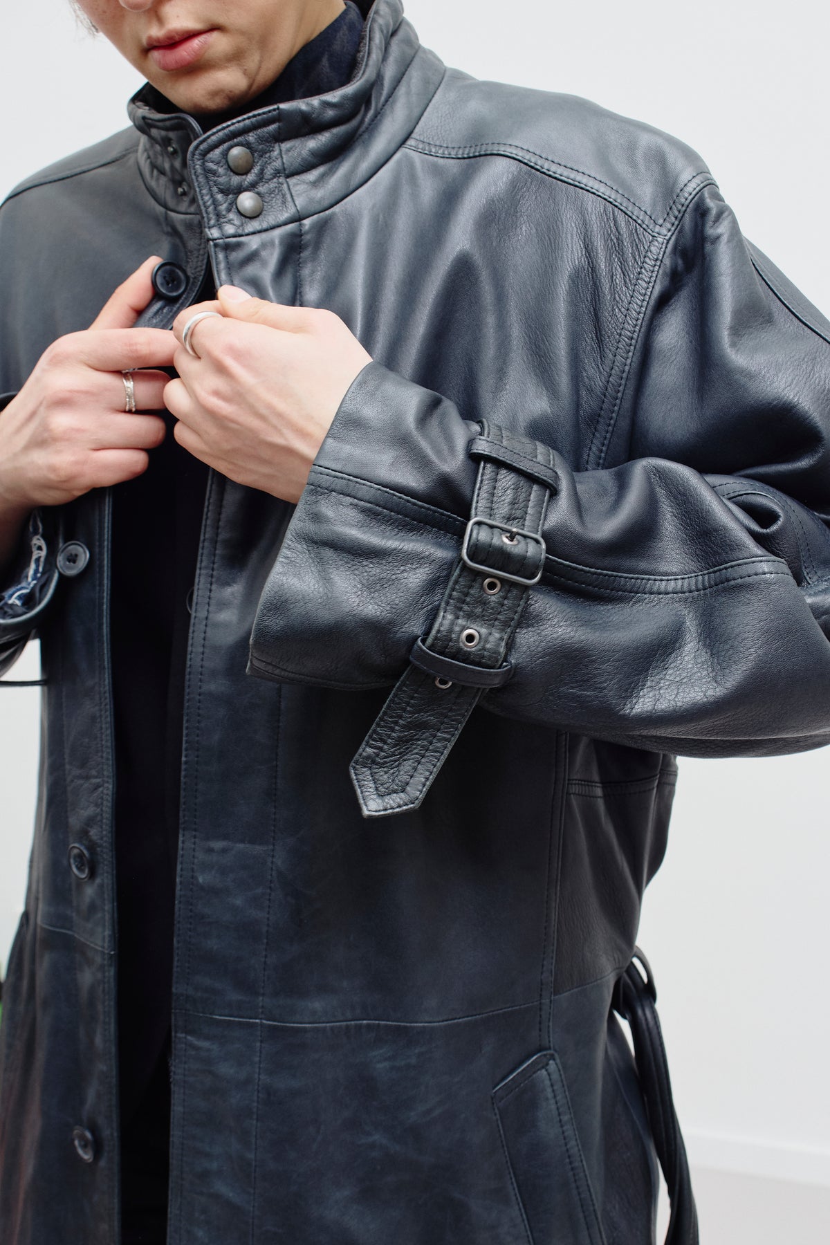 THE LONG LEATHER COAT (S/M) - ENSO Vintage